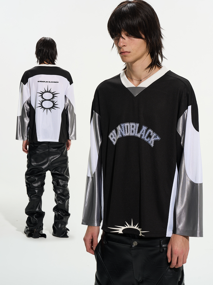 Sporty Colorblock Mesh Baseball Jersey