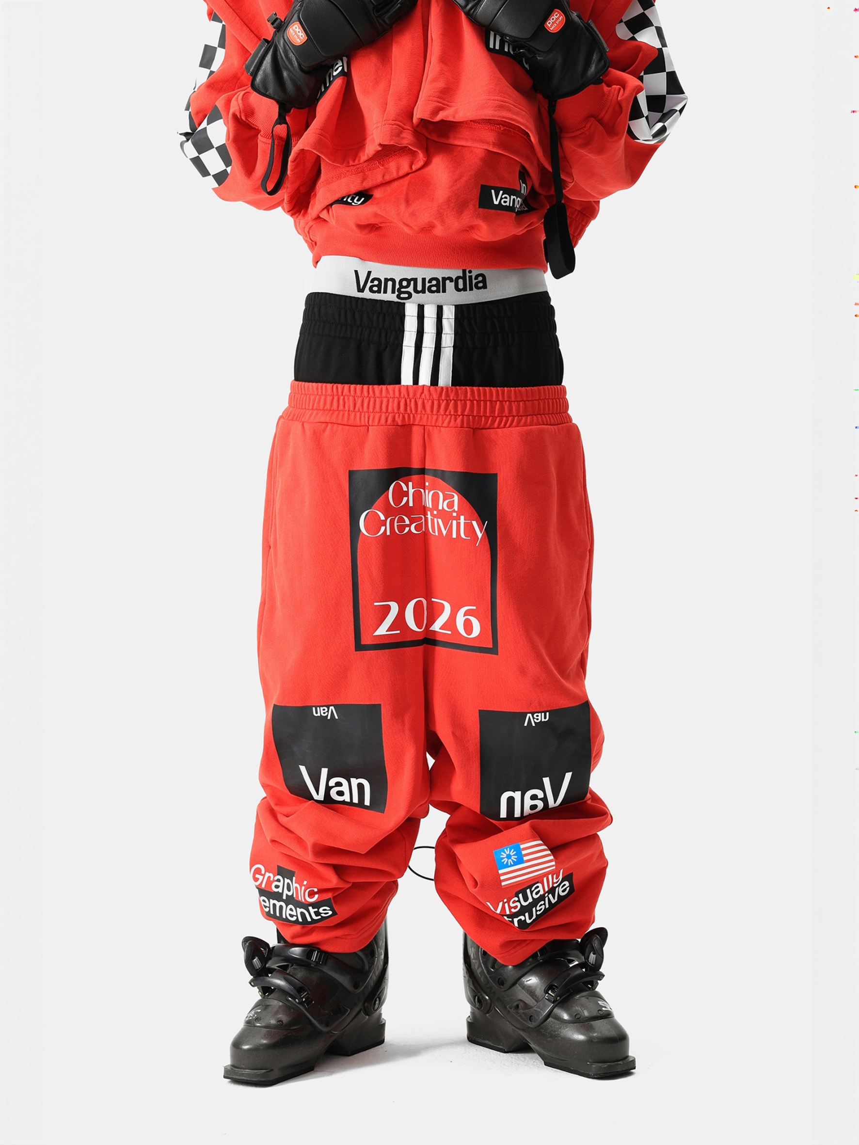 Red Racing-Print Sweatpants