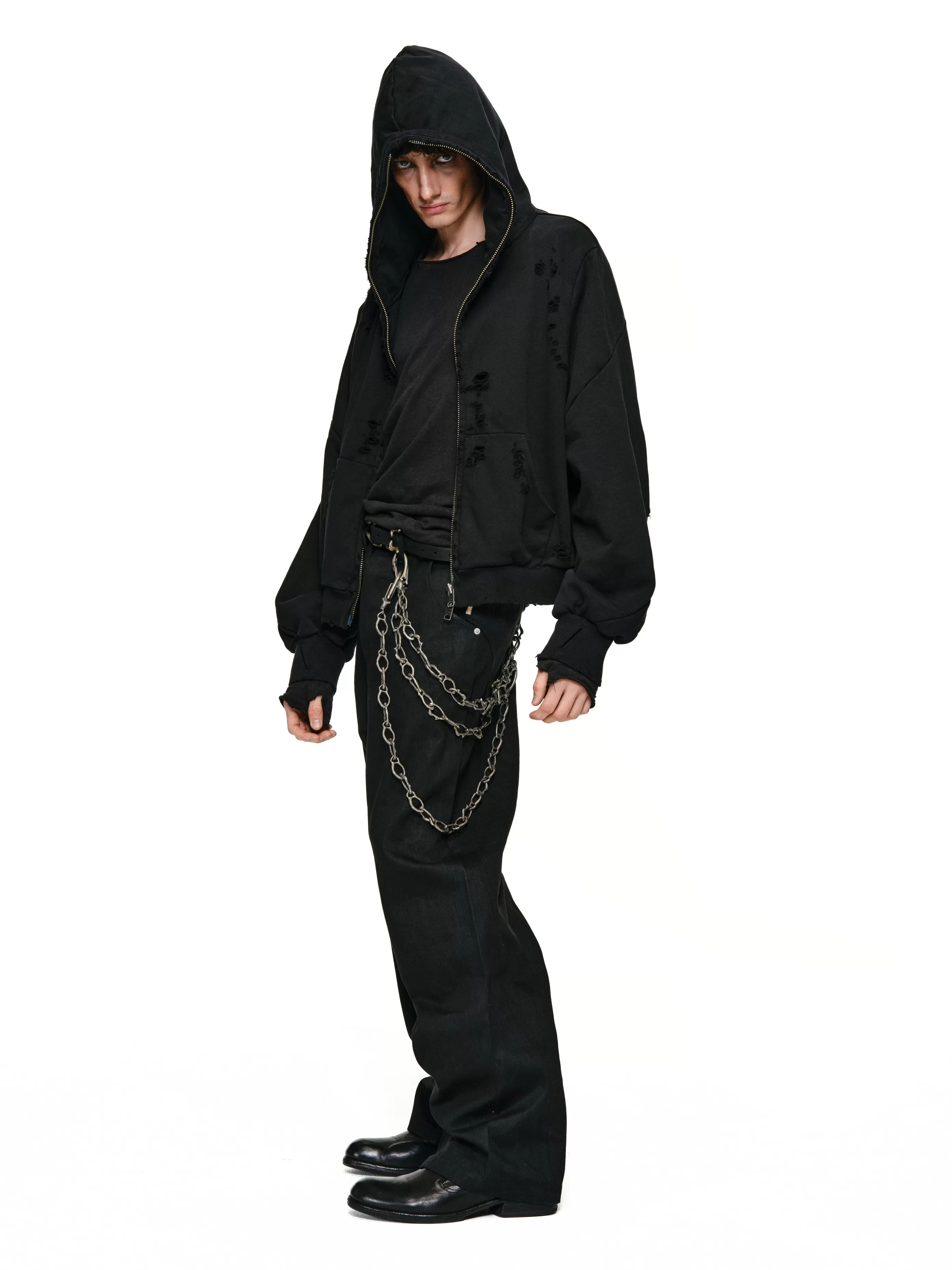 Spiral Sleeve Finger Cot Zipper Erosion Hoodie