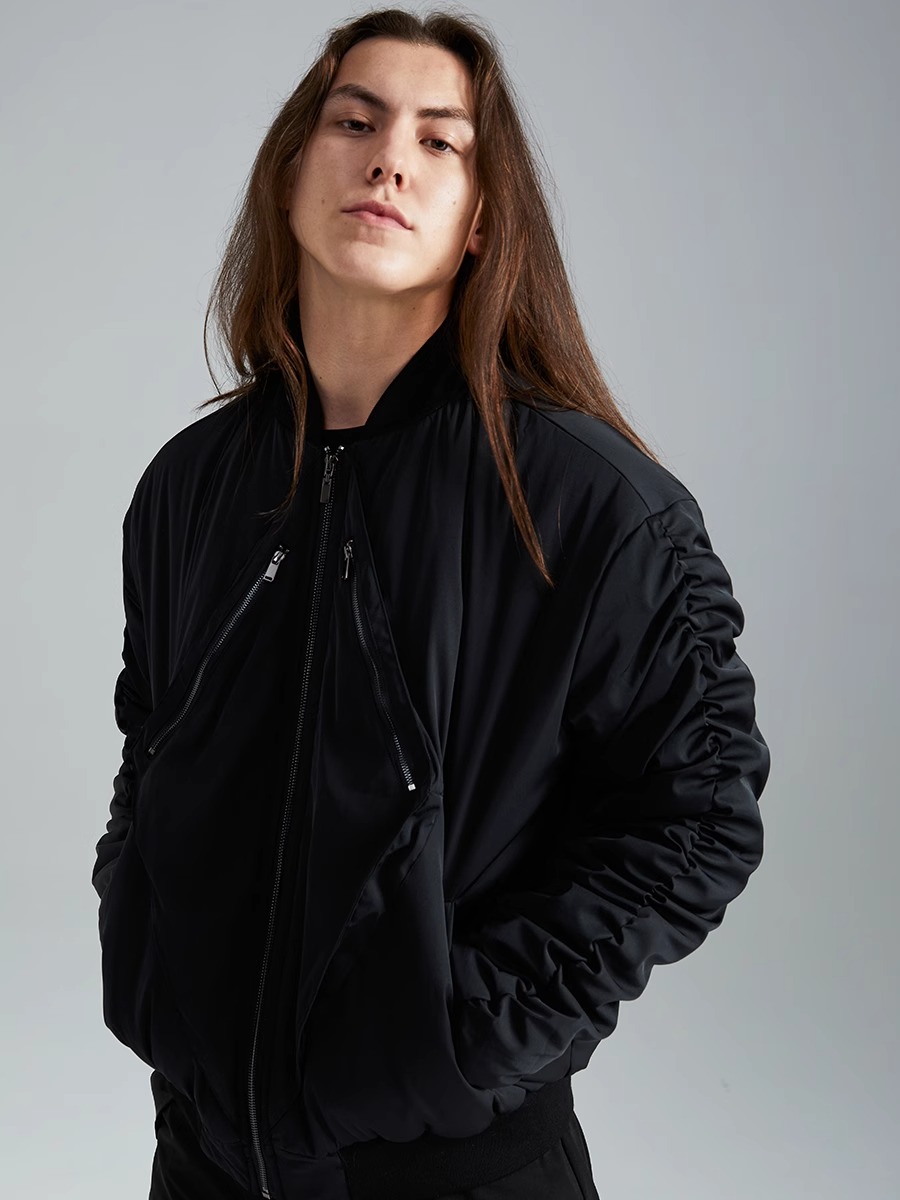 RVANGUARD 21AW ZIPPERED PATCHWORK BOMBER COTTON-PADDED JACKET