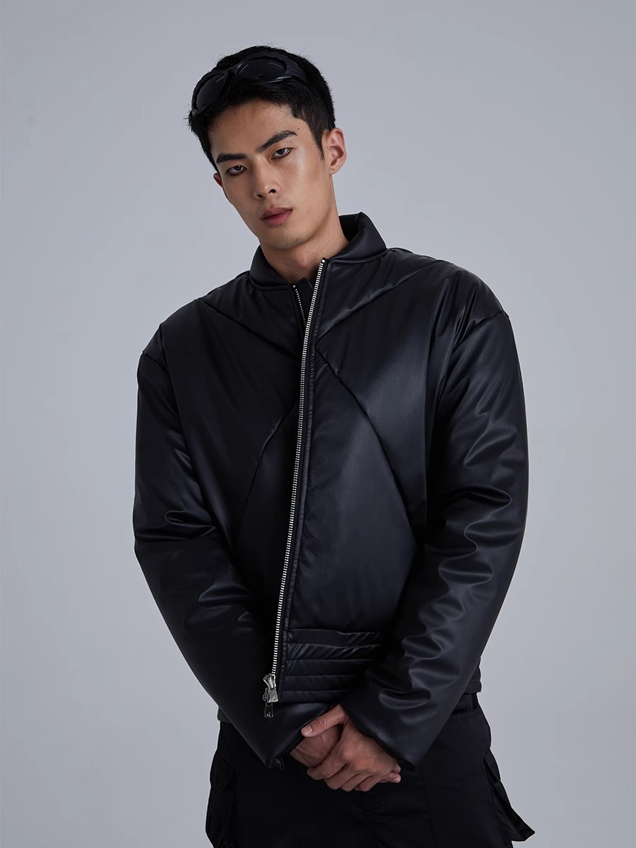 RVANGUARD 23AW METALLIC BRUSHED LEATHER PADDED JACKET