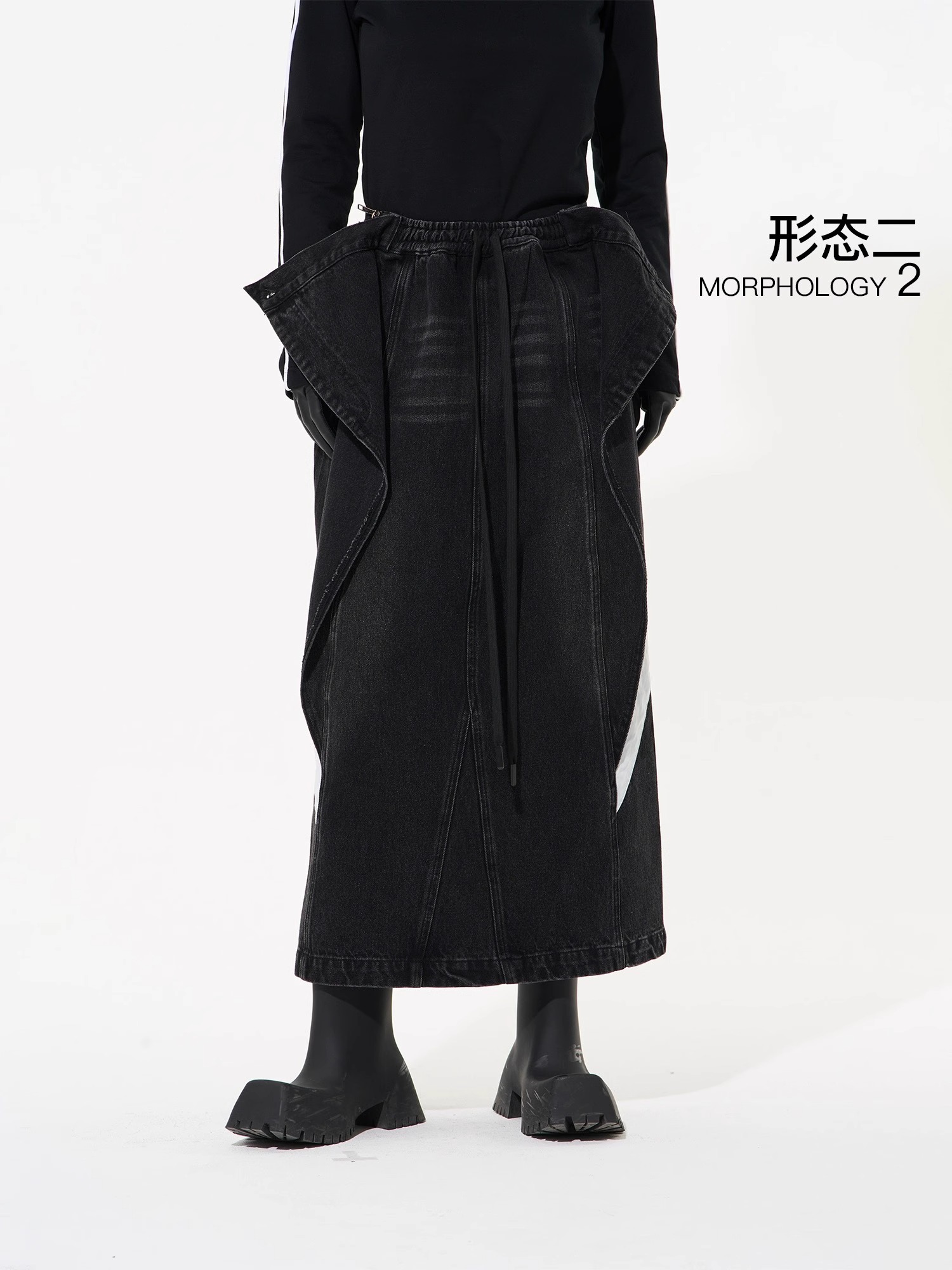 BLINDNOPLAN 24SS Color-blocked Drawstring Denim Sport Skirt