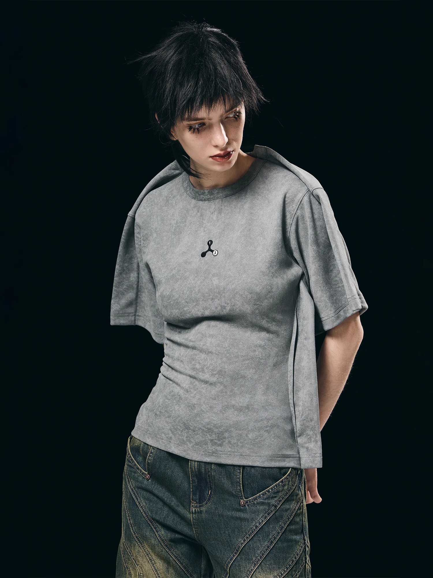 BORON ATOMS 23SS Creative Flat-felled Seams Slim-fit Washed T-shirt