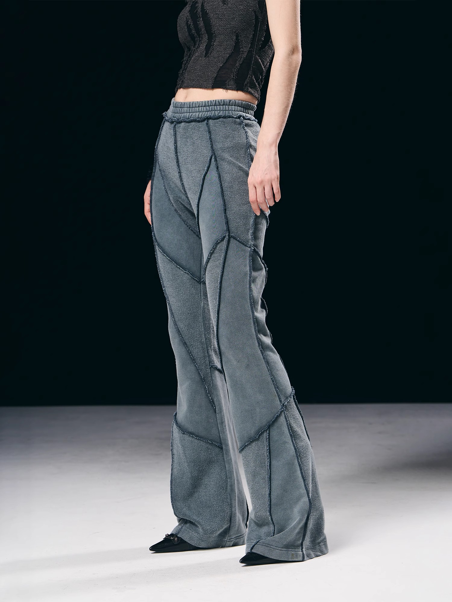 BORON ATOMS 23SS Distressed Washed Reversible Patchwork Slim Fit Overalls