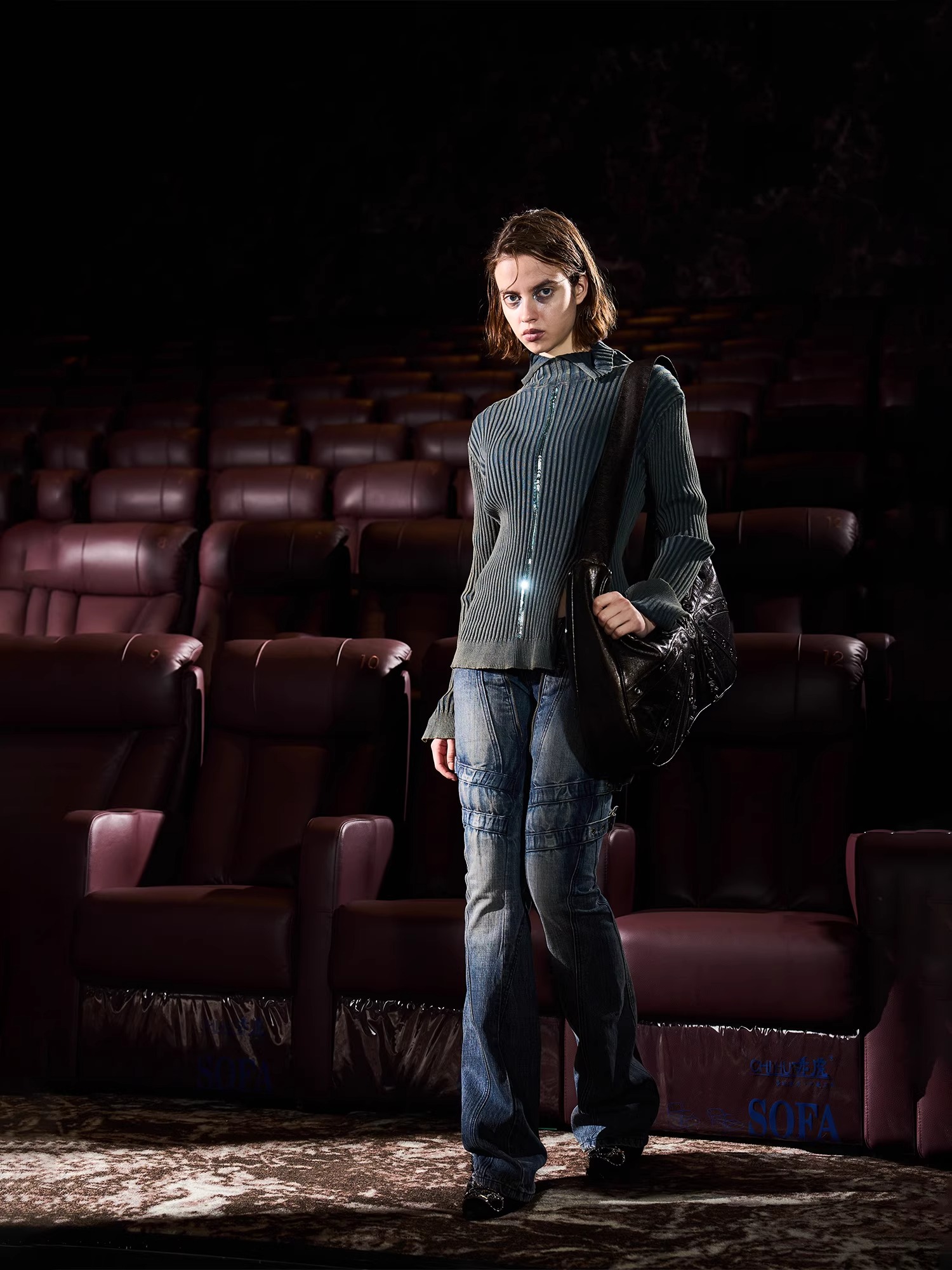 BORON ATOMS 24SS Sequined Washed Bright Collar Sweater