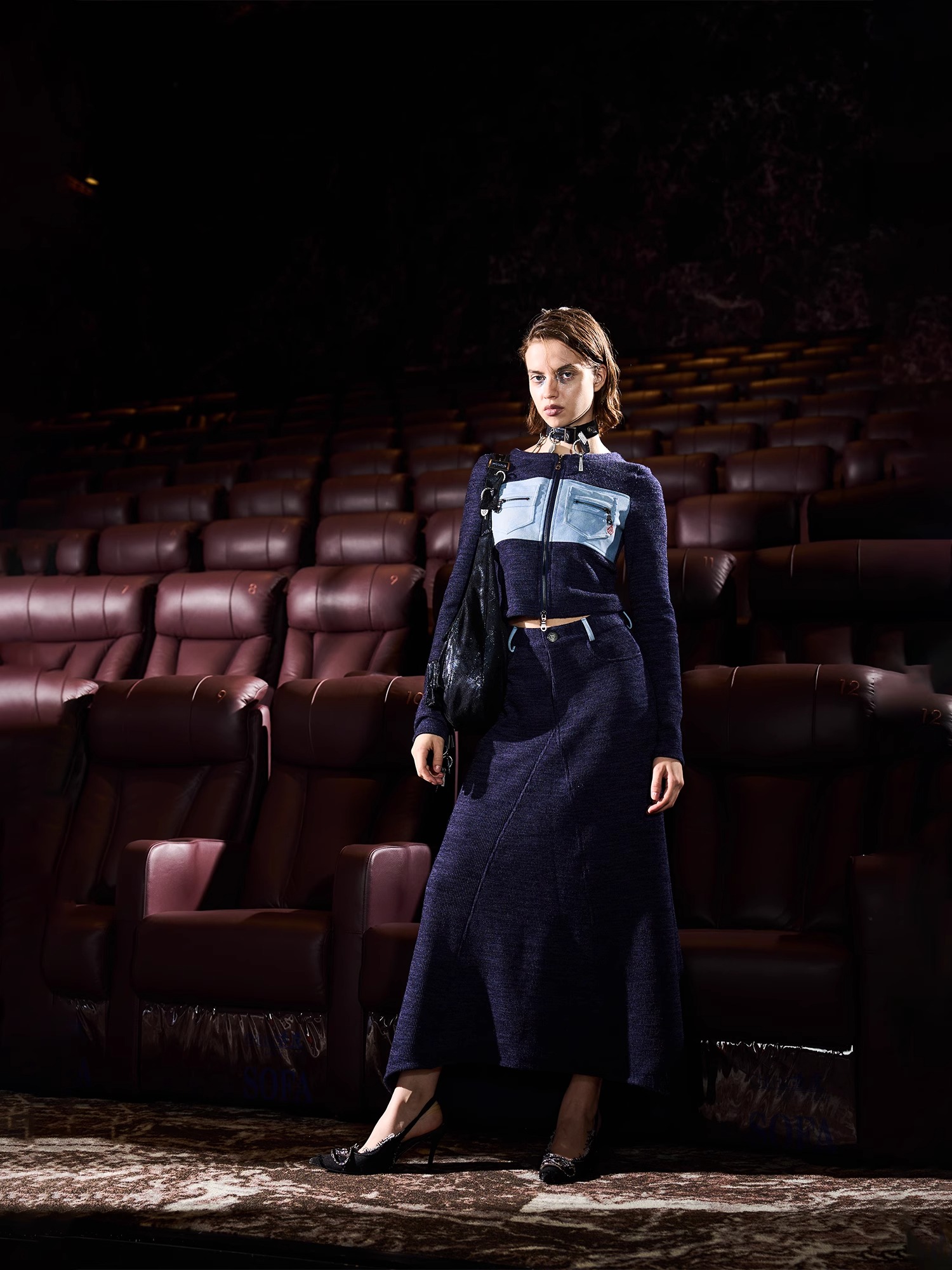 BORON ATOMS 24SS Knitted Patchwork Skirt