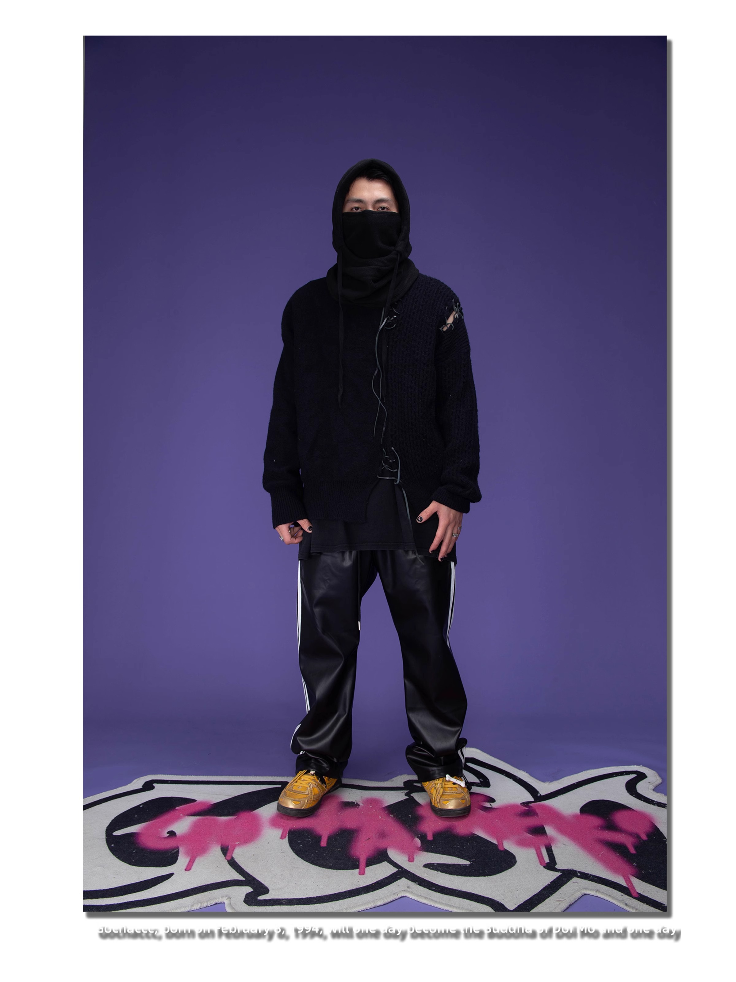 GOCHASKERO Tie Cord Patchwork Sweater