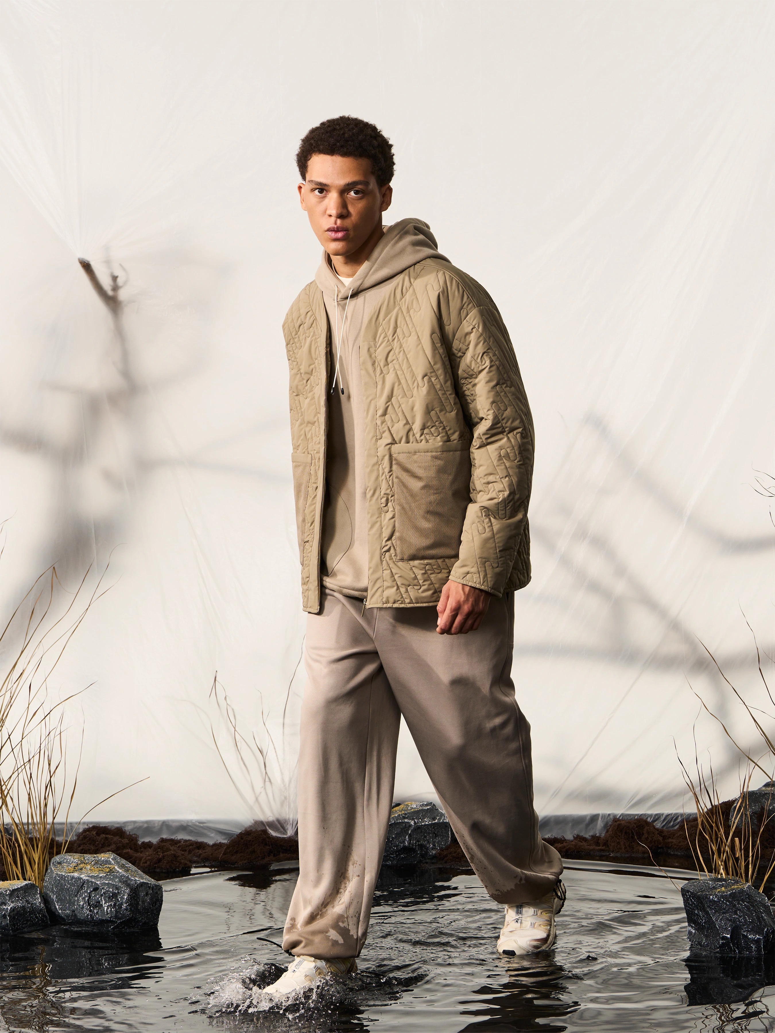 HALCYON 23AW Double-sided Dual-color New Snowli Stitching Jacket