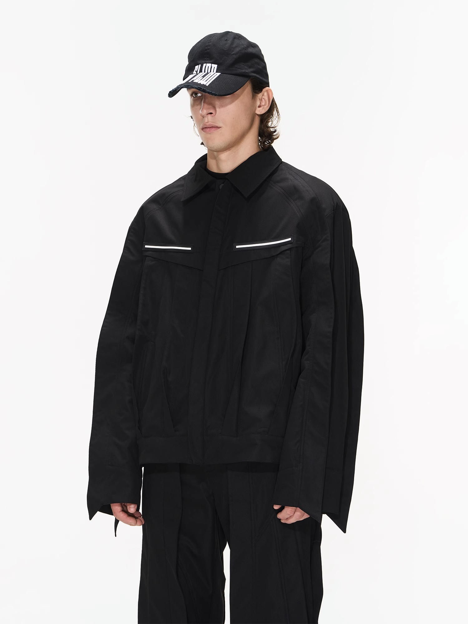 BLINDNOPLAN 23AW 纯色立体拼接翻领飞褊宽松秋季夹克外套