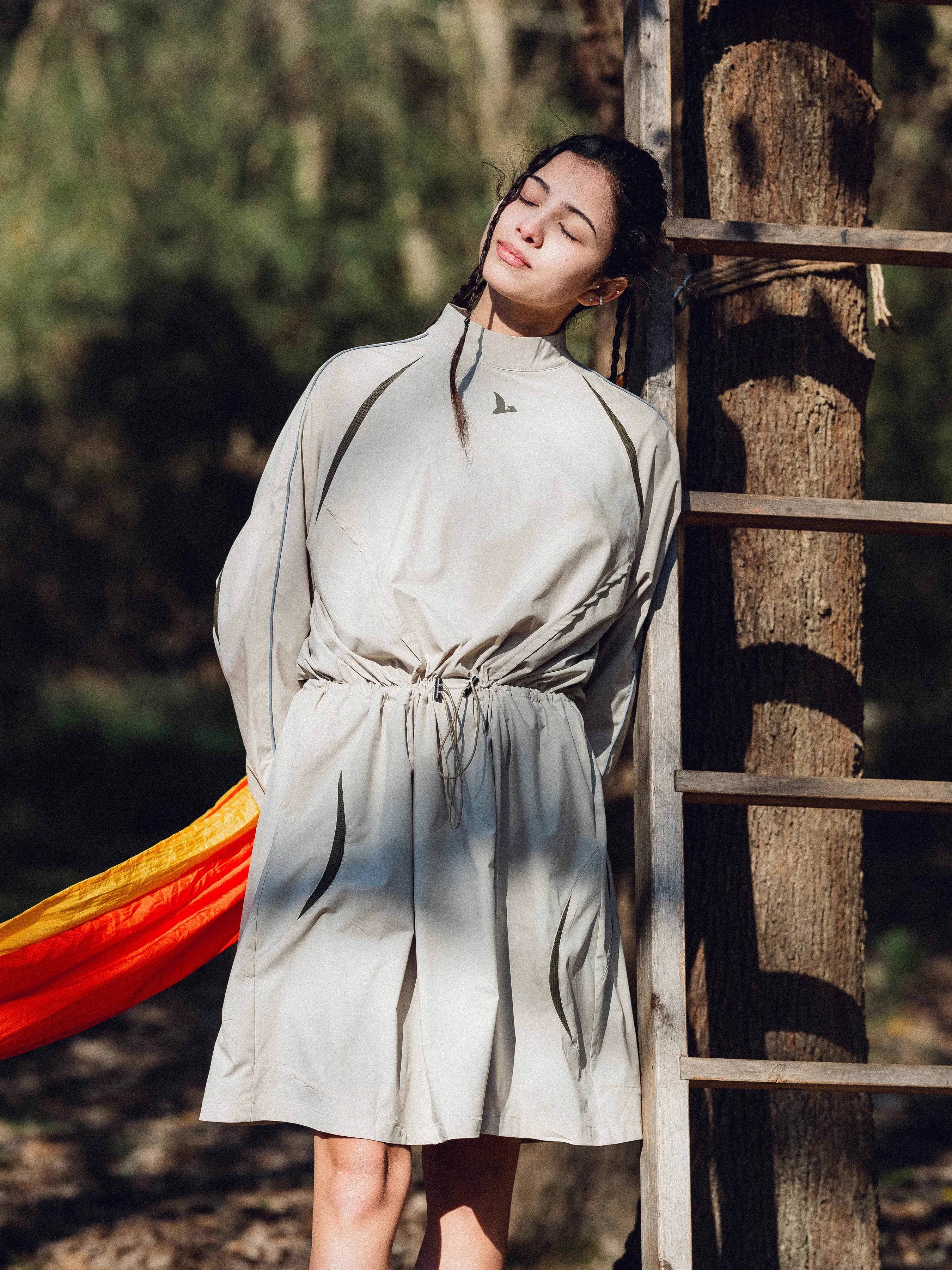 HALCYON 24SS Long-Sleeve Breathable Patchwork Dress