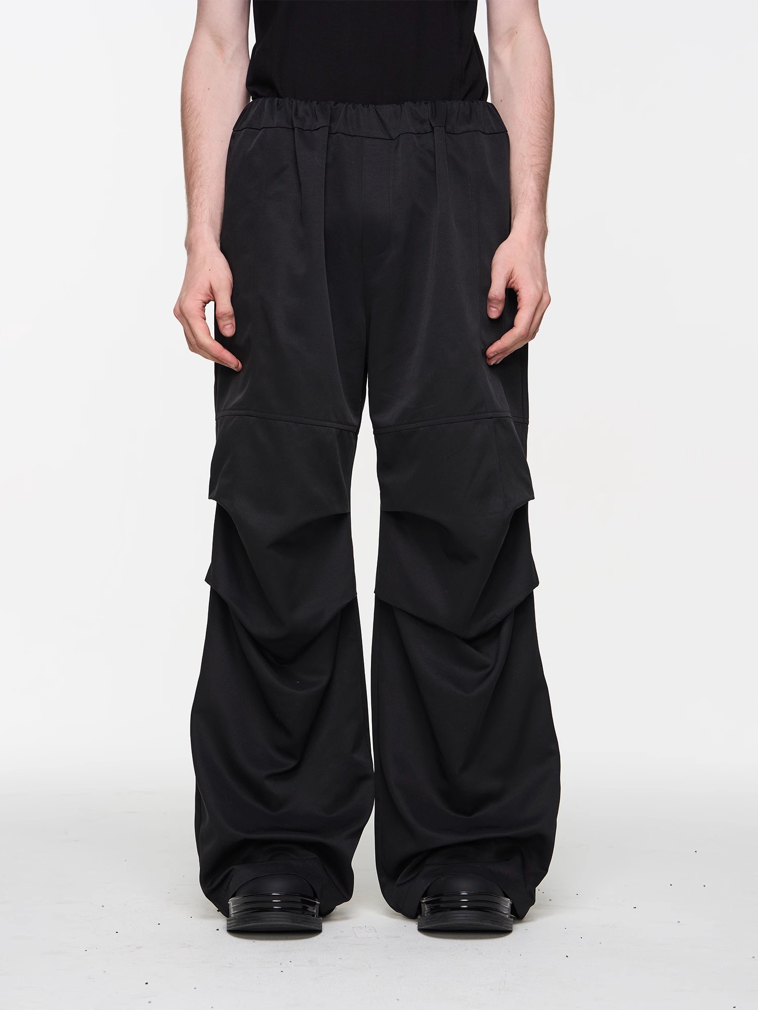 BLINDNOPLAN 24SS Pleated Structured Elastic Waist Casual Pants