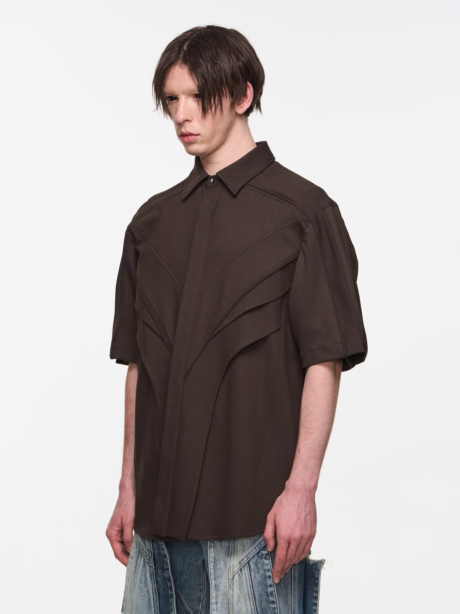 BLINDNOPLAN 24SS Sculptural Flap Short Sleeve Shirt