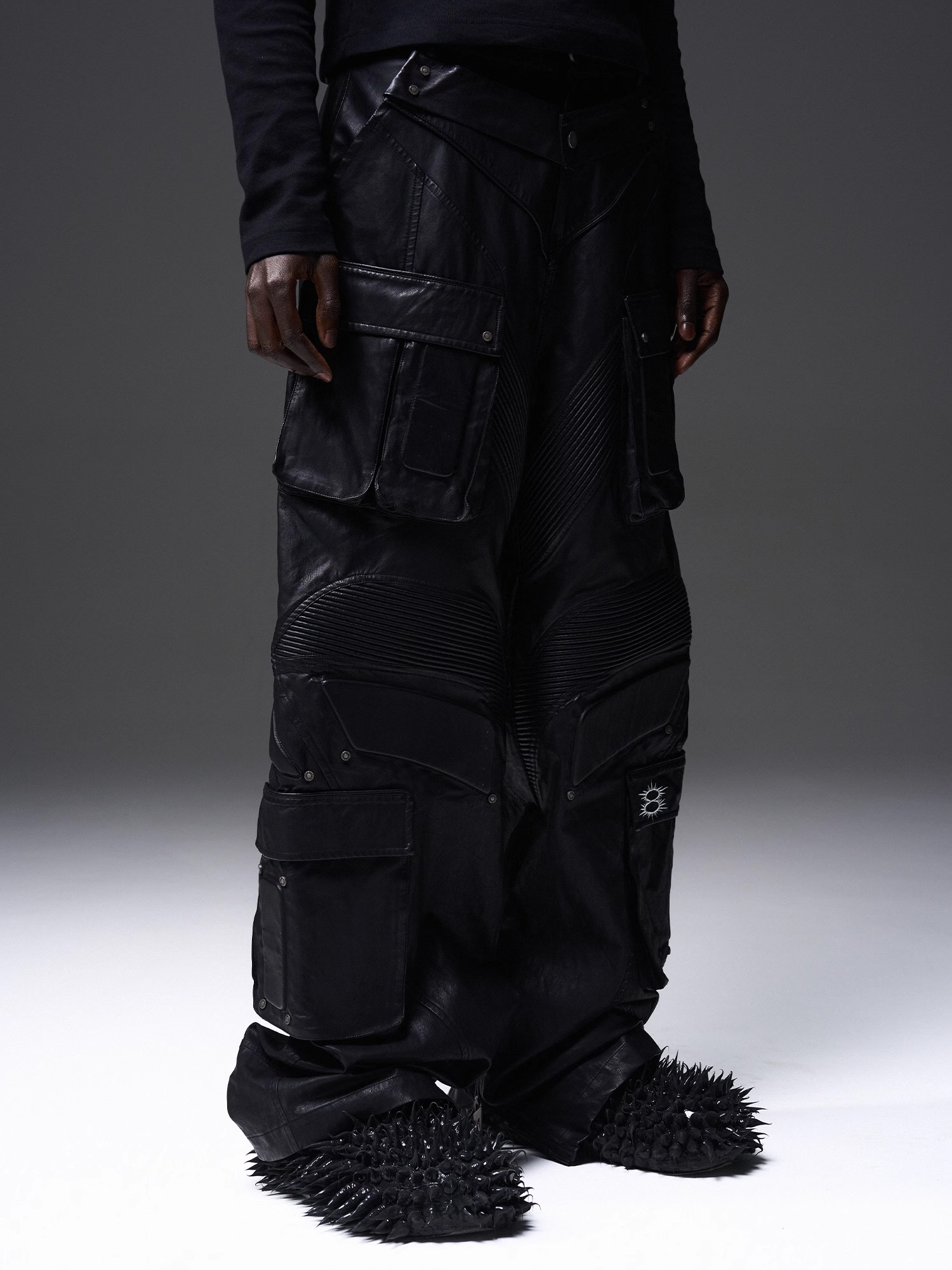 BLINDNOPLAN x BLACK8 Heavy-Duty Metal Racing Multi-Pocket Cargo Pants