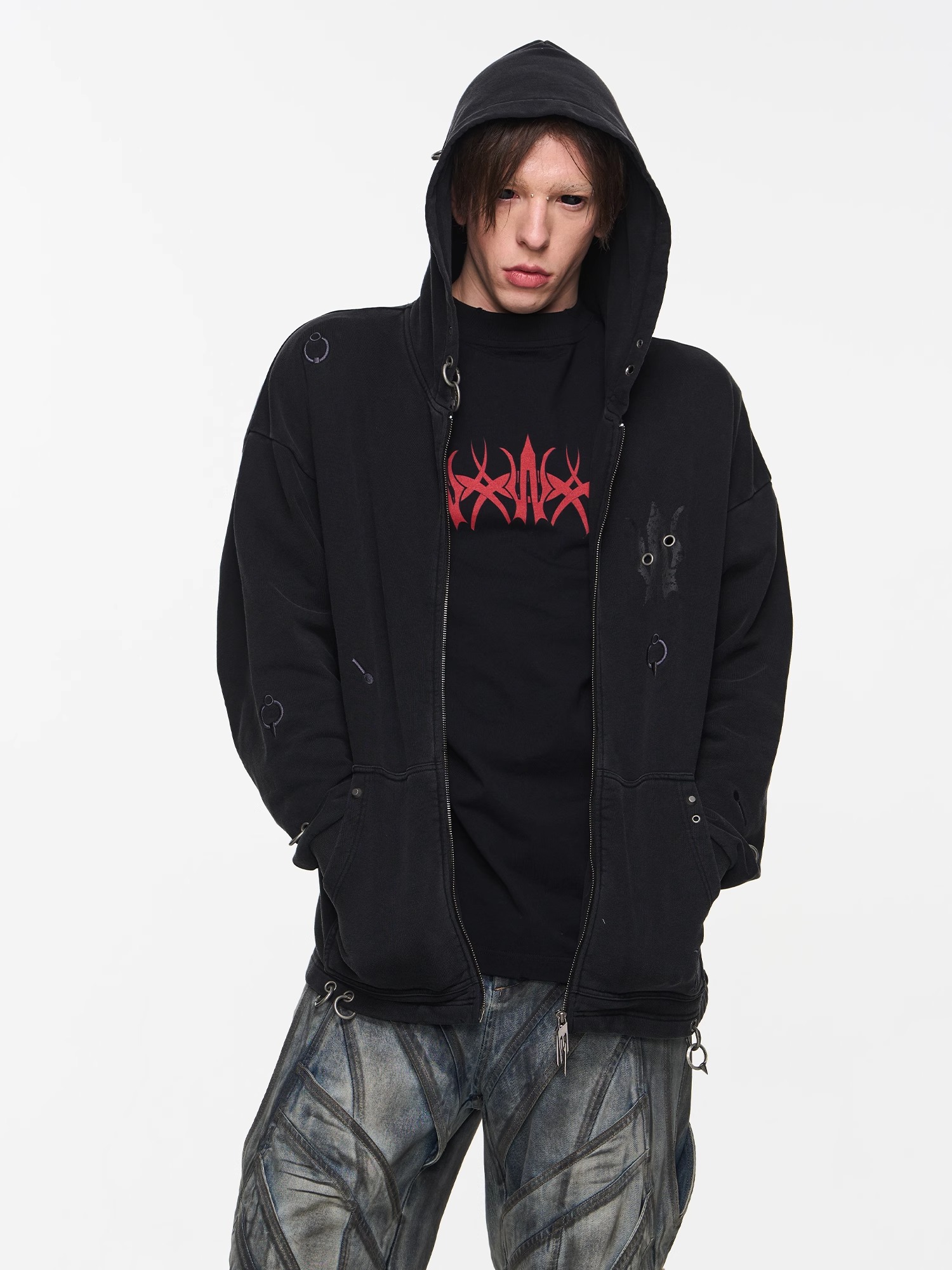 BLINDNOPLAN 24AW Heavy Metal Contrast Texture Hoodie Jacket