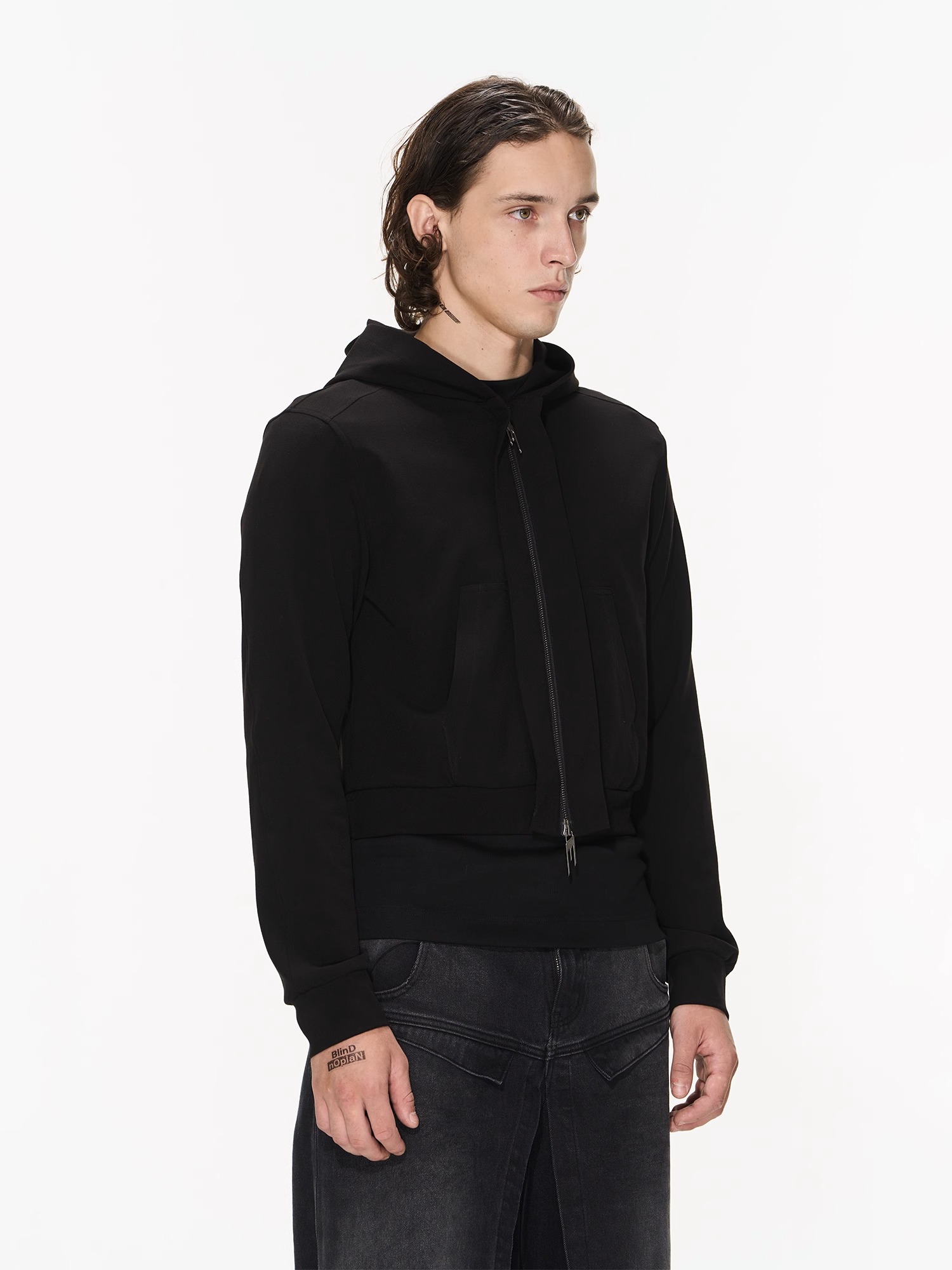 BLINDNOPLAN 23AW 立体飞褊短款基础宽松连帽开衫卫衣