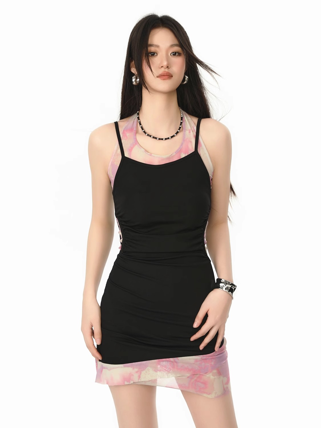 AUGENWEIDE 24SS Faux Two-Piece Bodycon Mini Dress