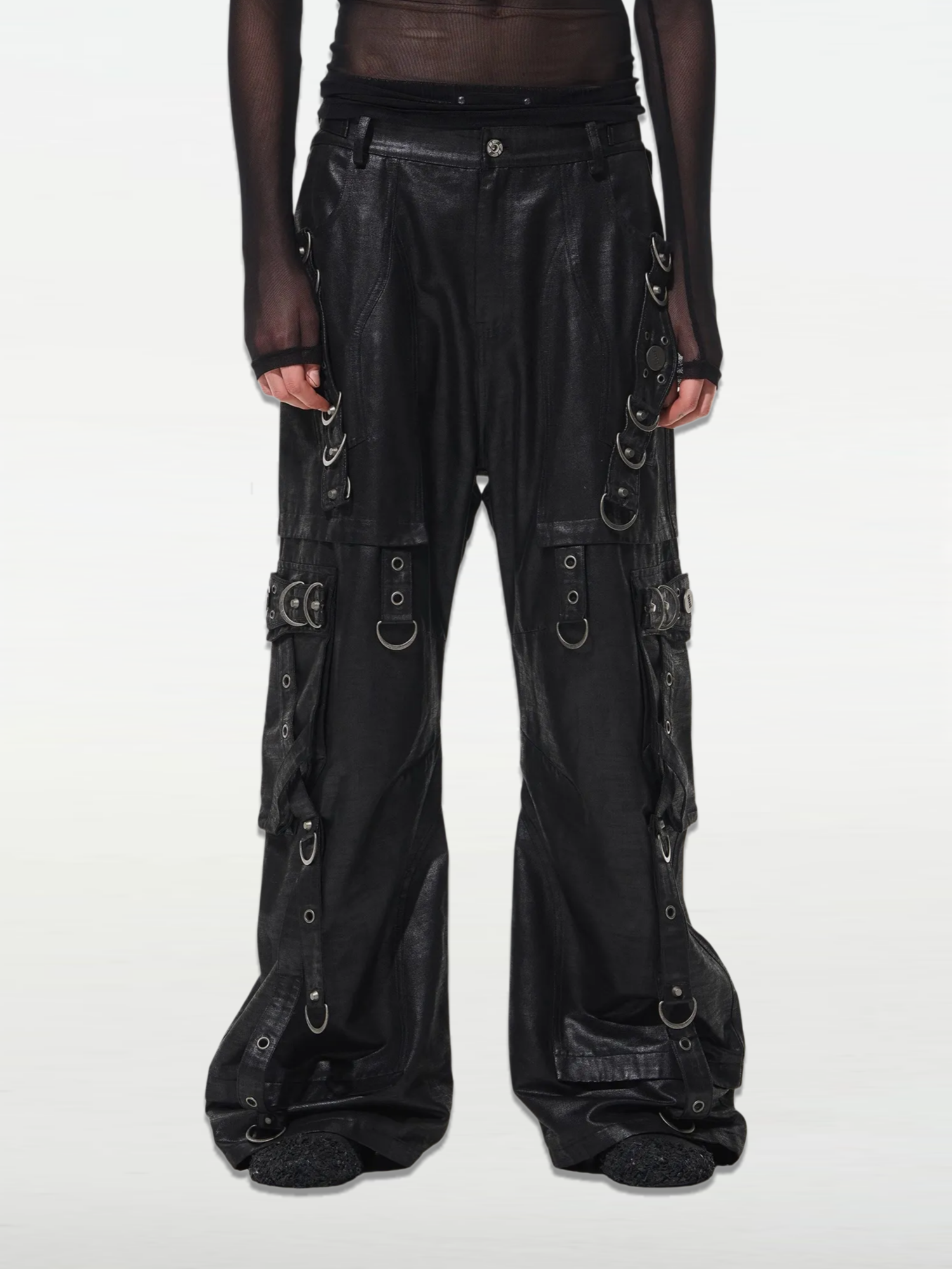 Heavy Metal Decorated Ribbon Ring Cargo Pants