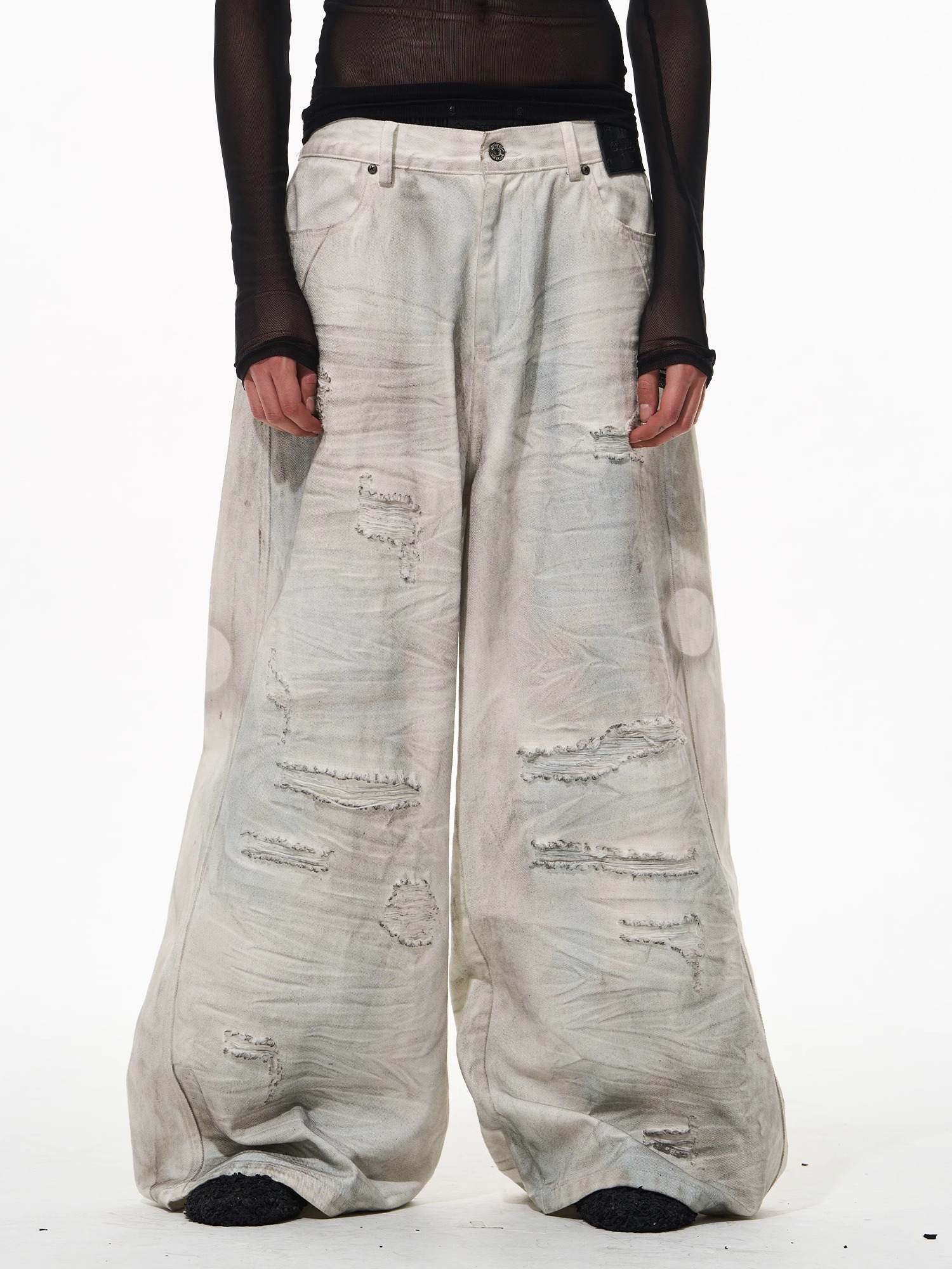 BLINDNOPLAN Washed Dirty White Vagabond Loose Pants