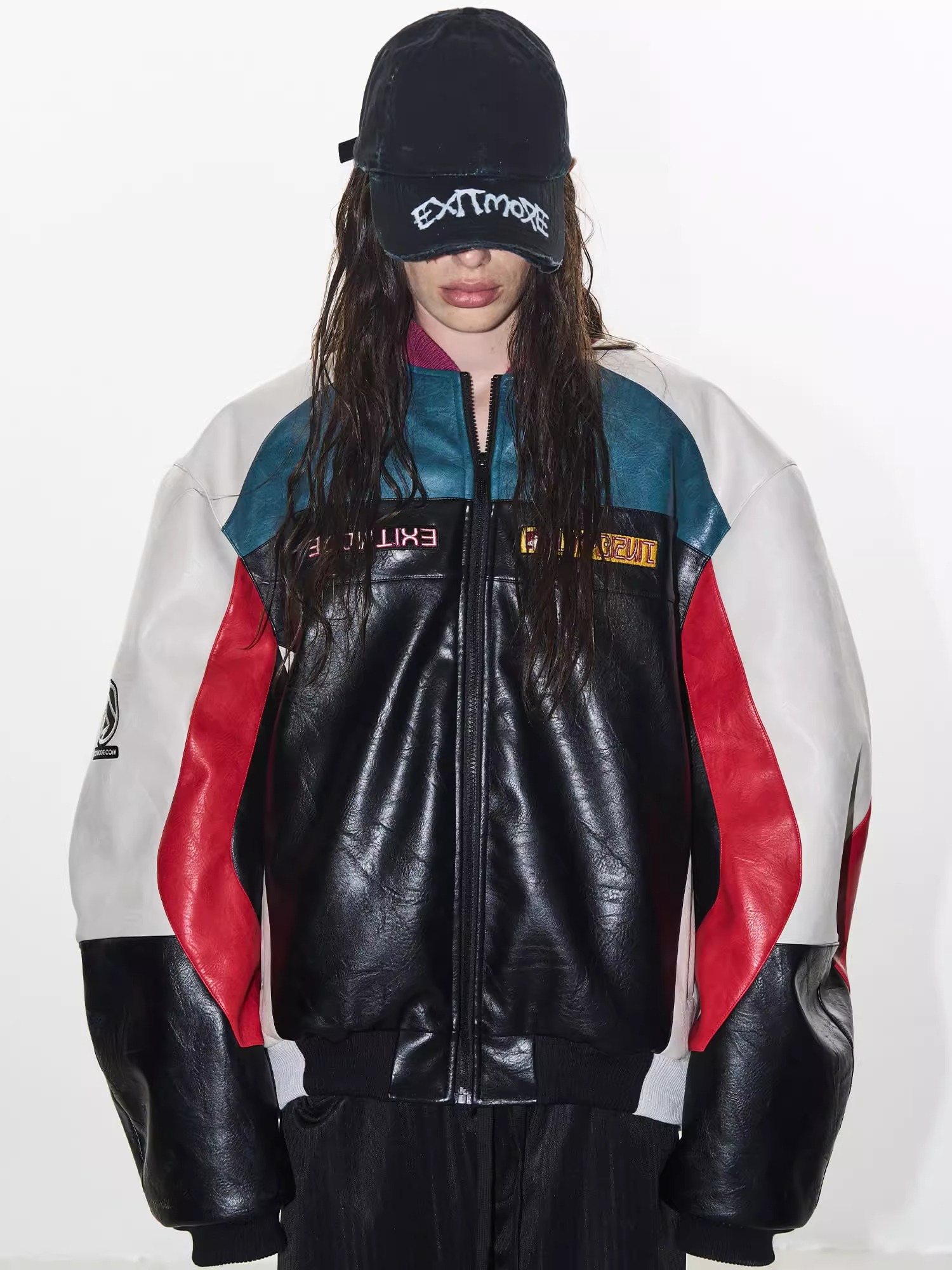 EXITMODE BY BLINDNOPLAN Color-Block Biker Cotton Jacket