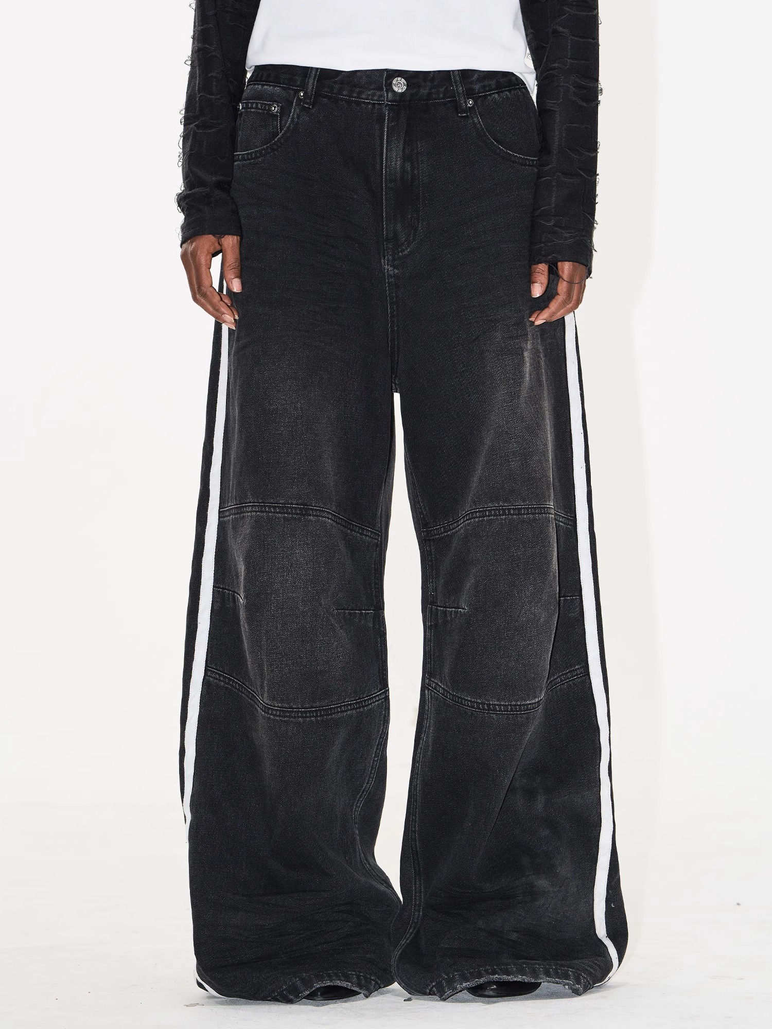 EXITMODE BY BLINDNOPLAN Washed Vintage Sporty Denim Pants