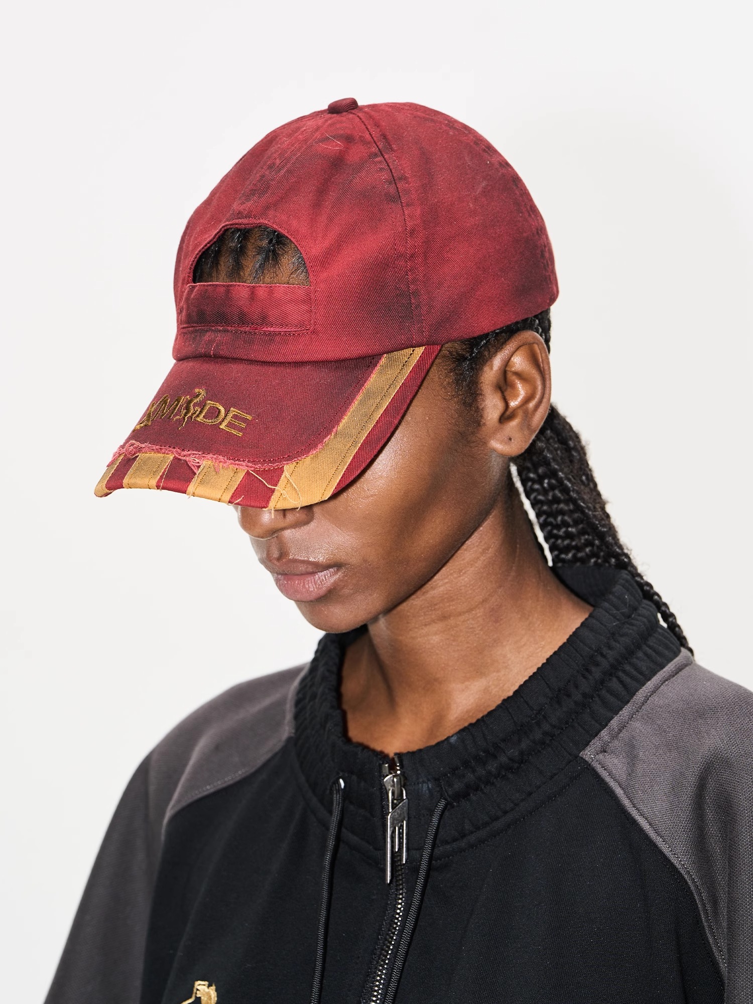 EXITMODE BY BLINDNOPLAN Washed Distressed Frayed Patch Adjustable Cap