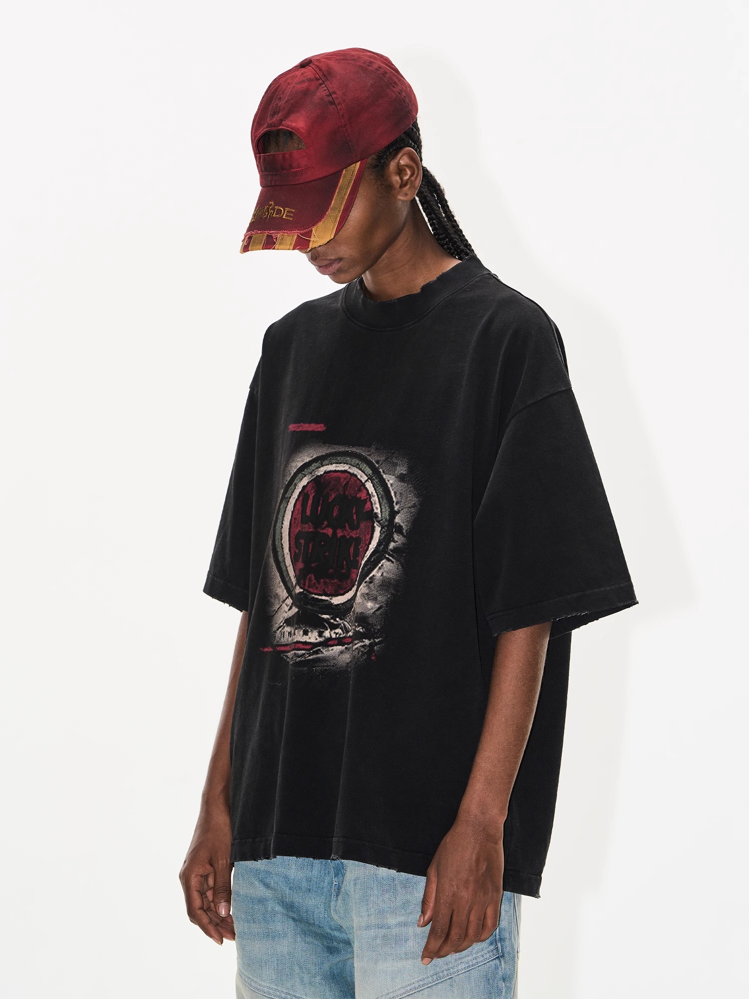 EXITMODE BY BLINDNOPLAN Washed "Cigarette Case" Print T-Shirt