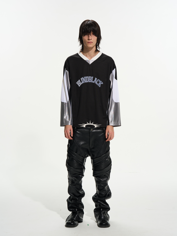 Sporty Colorblock Mesh Baseball Jersey