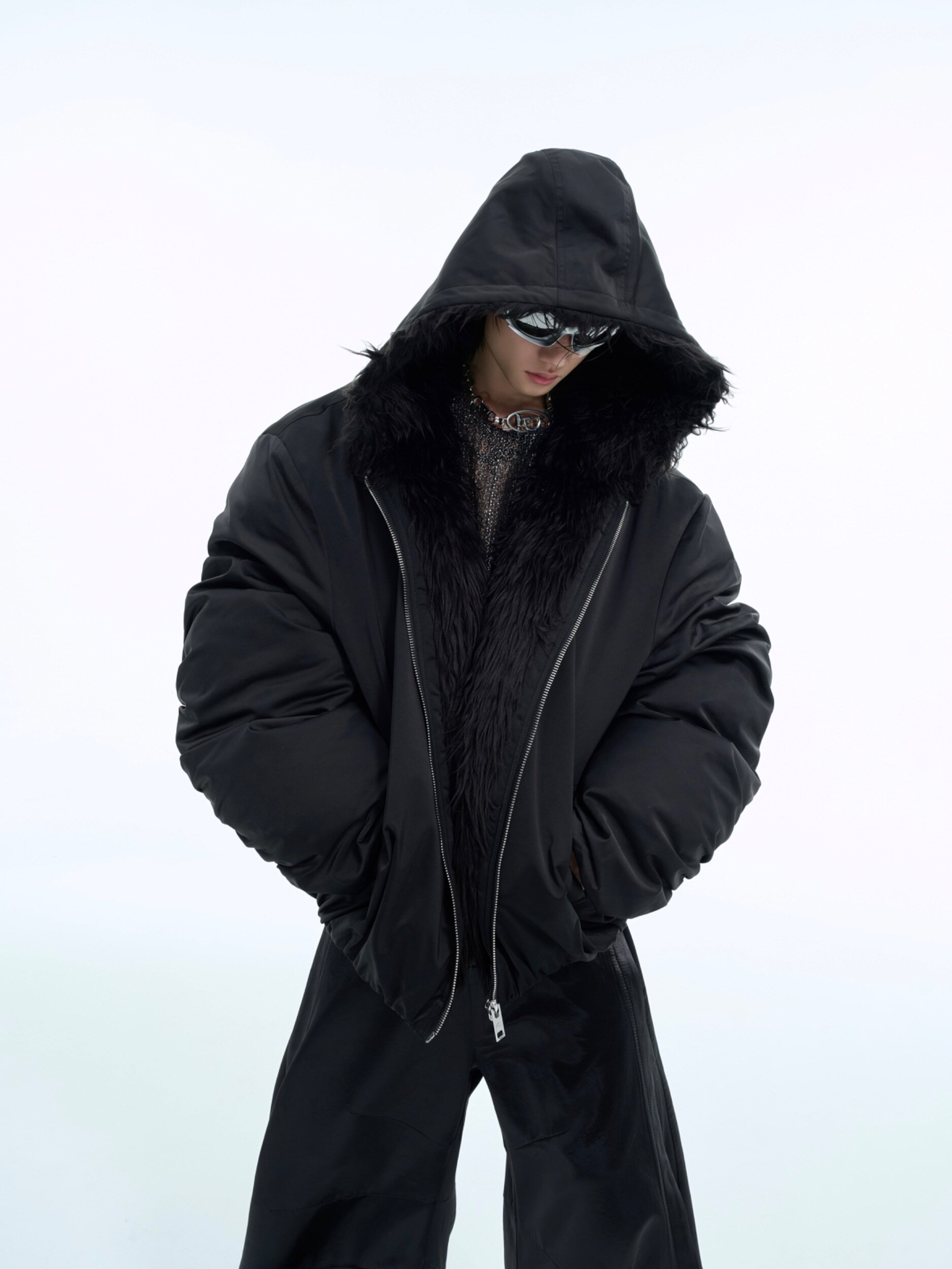 Plush Patchwork Hooded Quilted Jacket