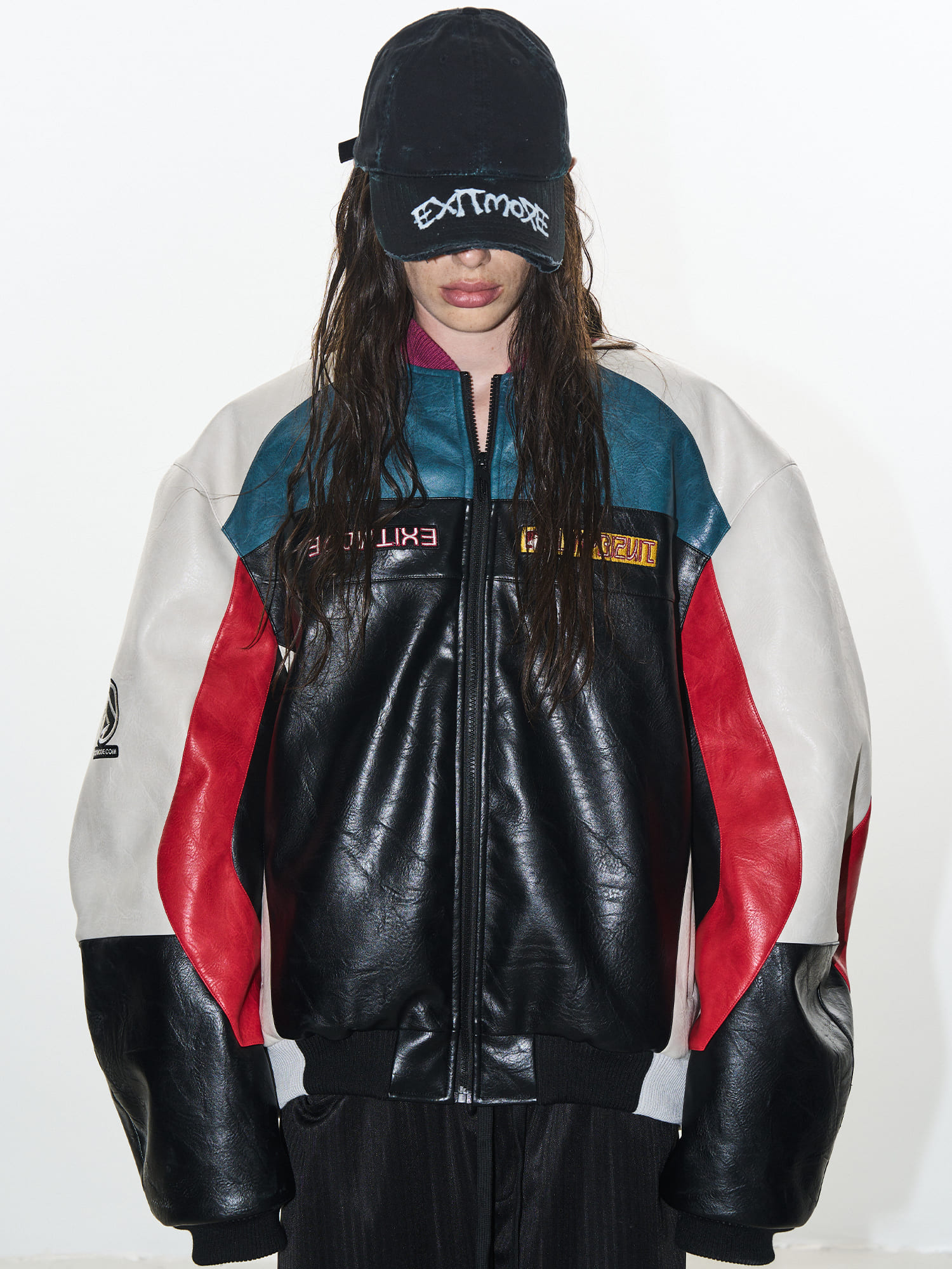 Color-Block Biker Cotton Jacket
