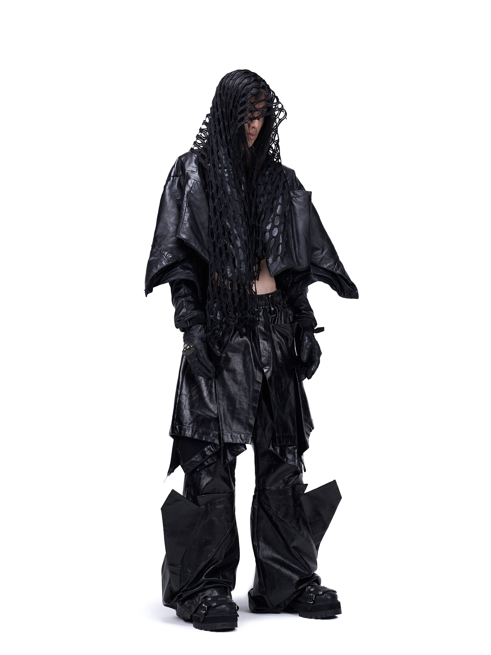 "Blade" Coated Faux Two-Piece Skirt-Pants