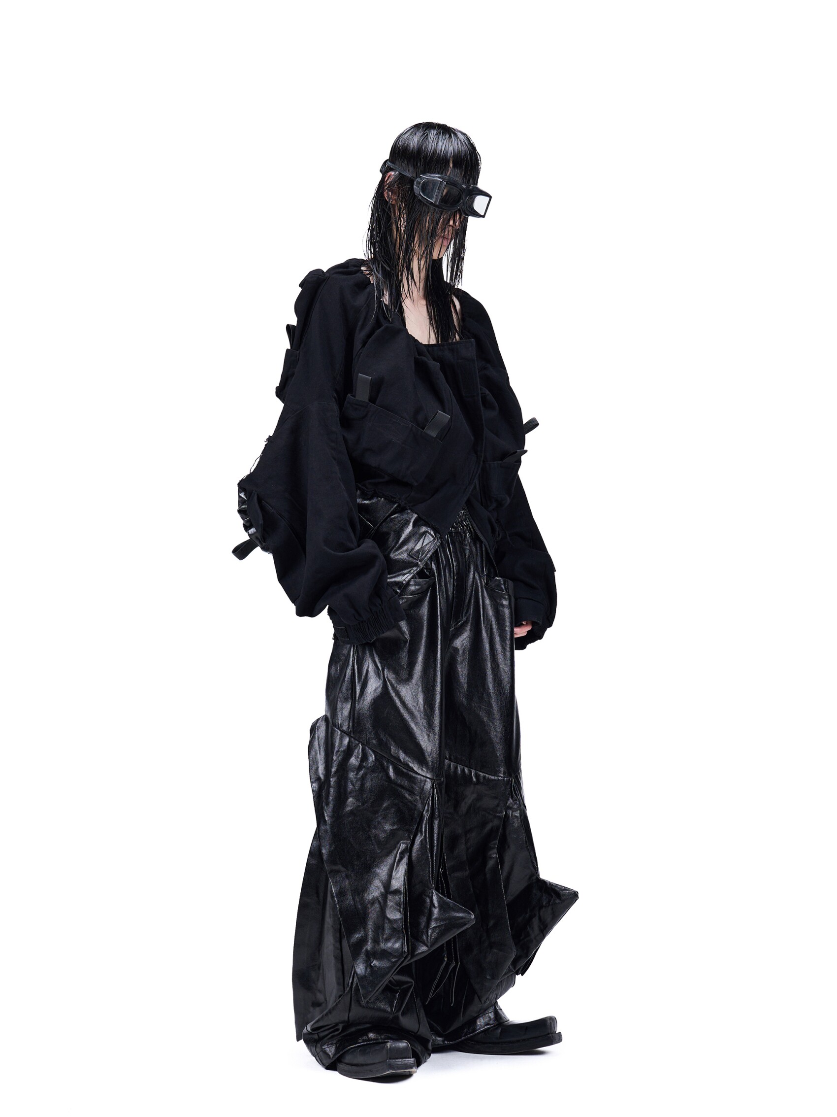 "Blade Array" Coated Deconstructed Pants