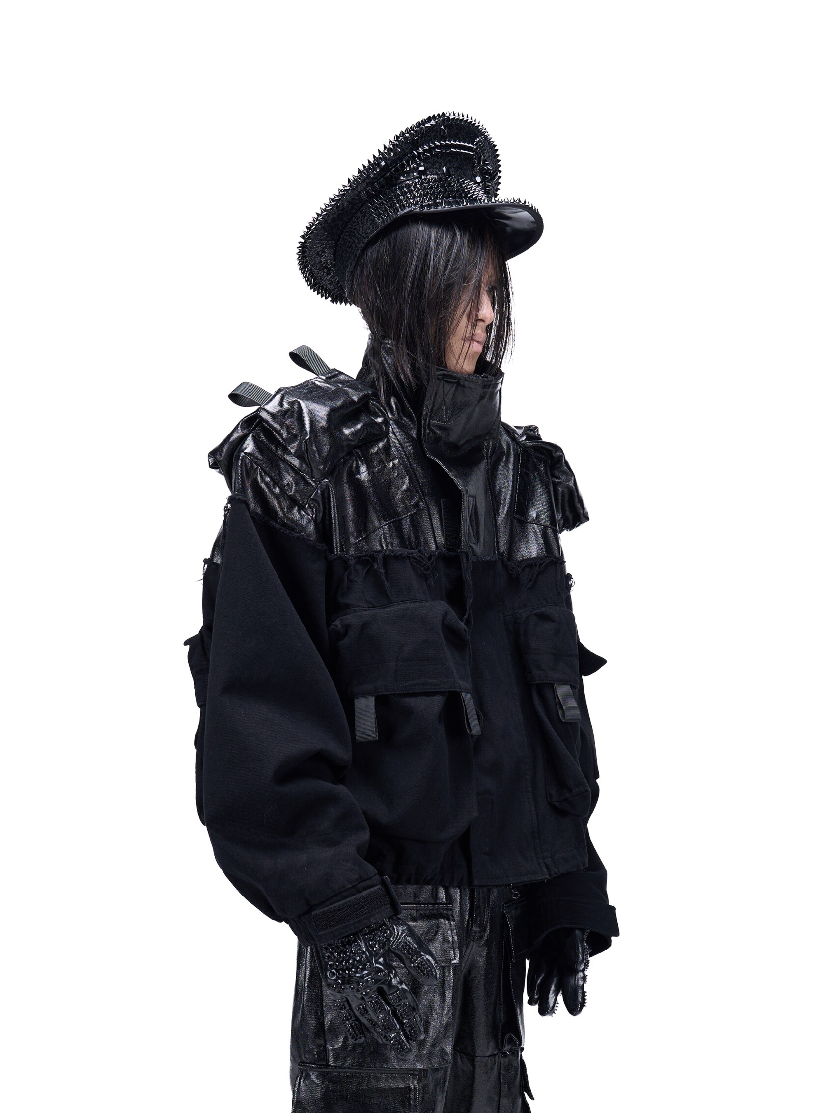 "Exoskeleton" Coated Panel Jacket