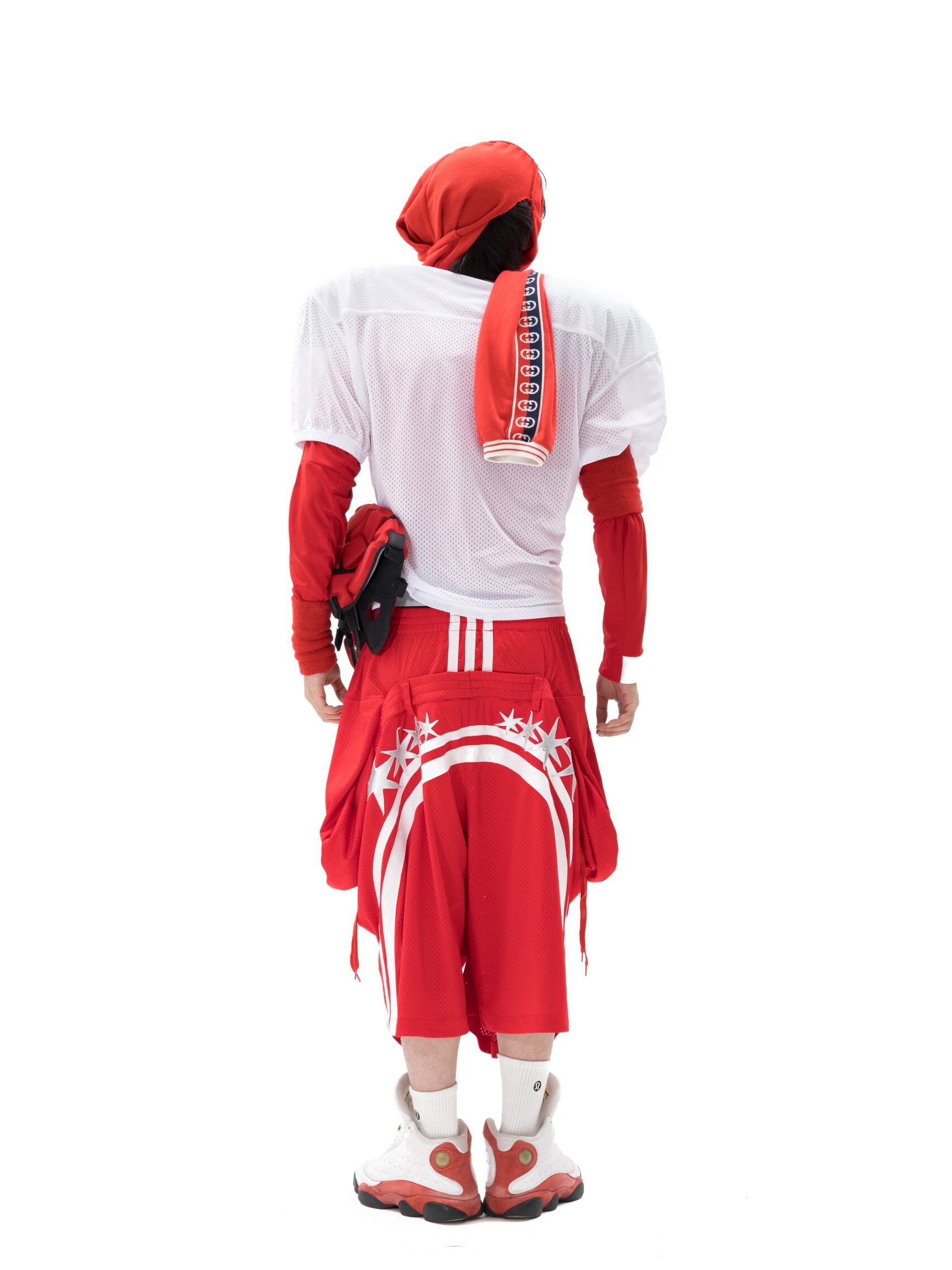“Red Tide“ Double-Waist Deconstructed Mesh Pants