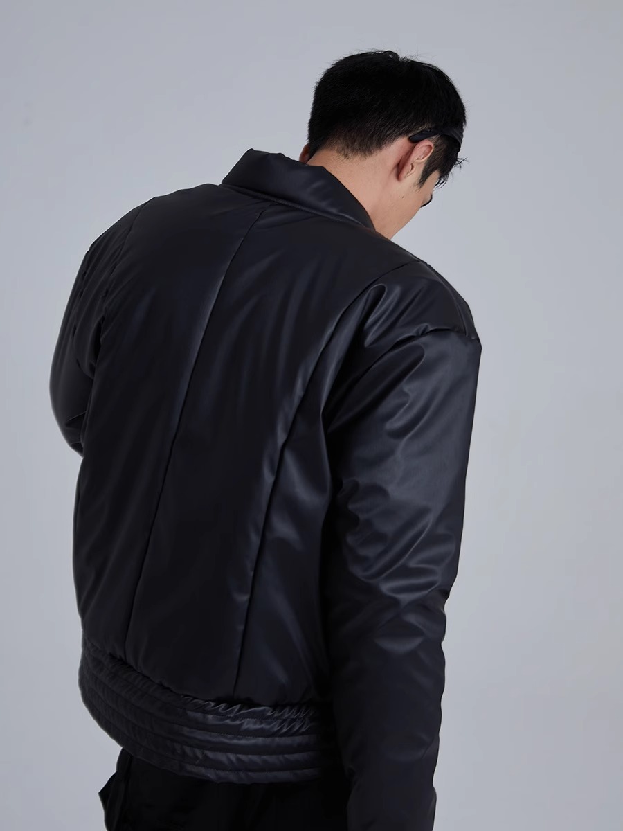 RVANGUARD 23AW METALLIC BRUSHED LEATHER PADDED JACKET