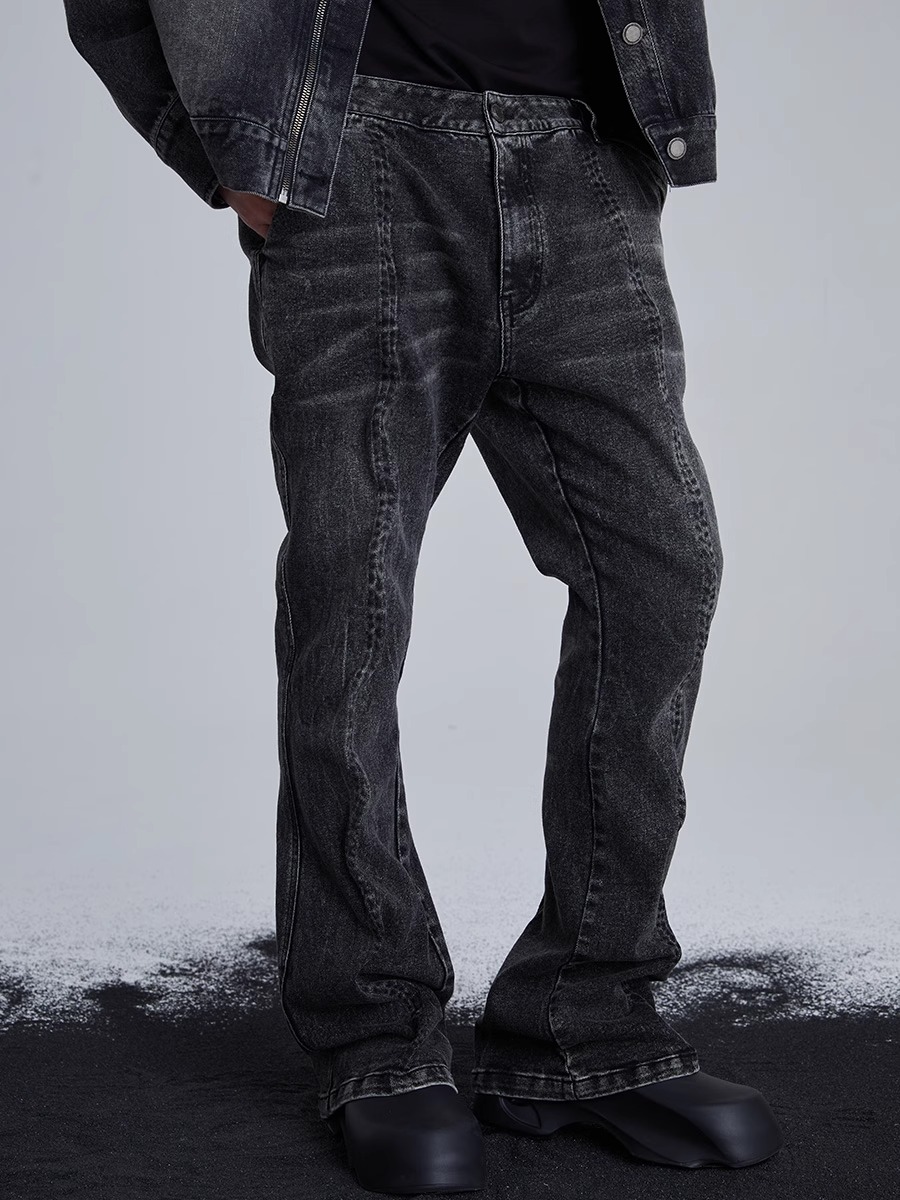 RVANGUARD 23AW Asymmetric Wire Twisted Distressed Jeans