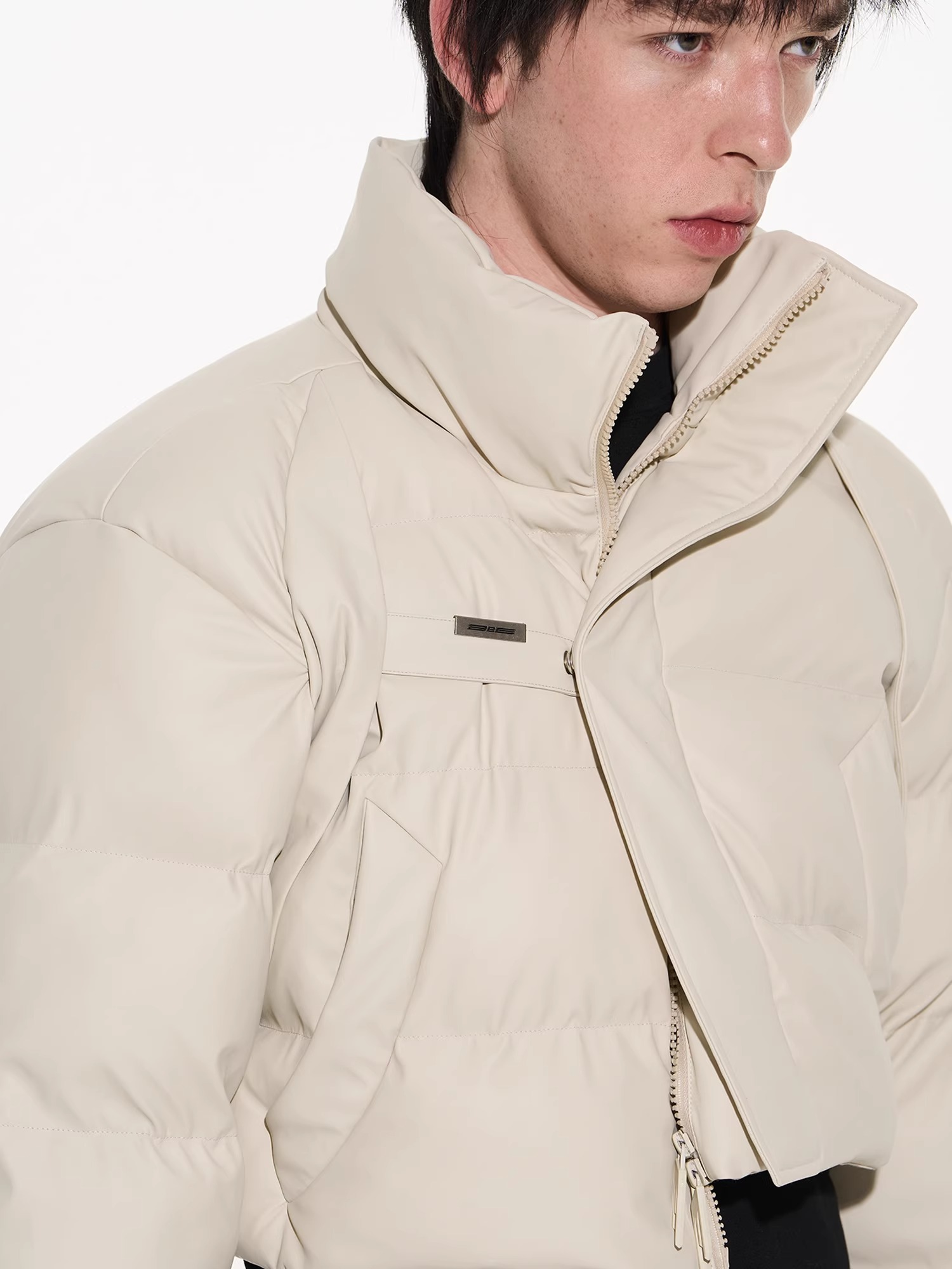 BLINDNOPLAN 23AW Short Cropped Belted Down Leather Jacket