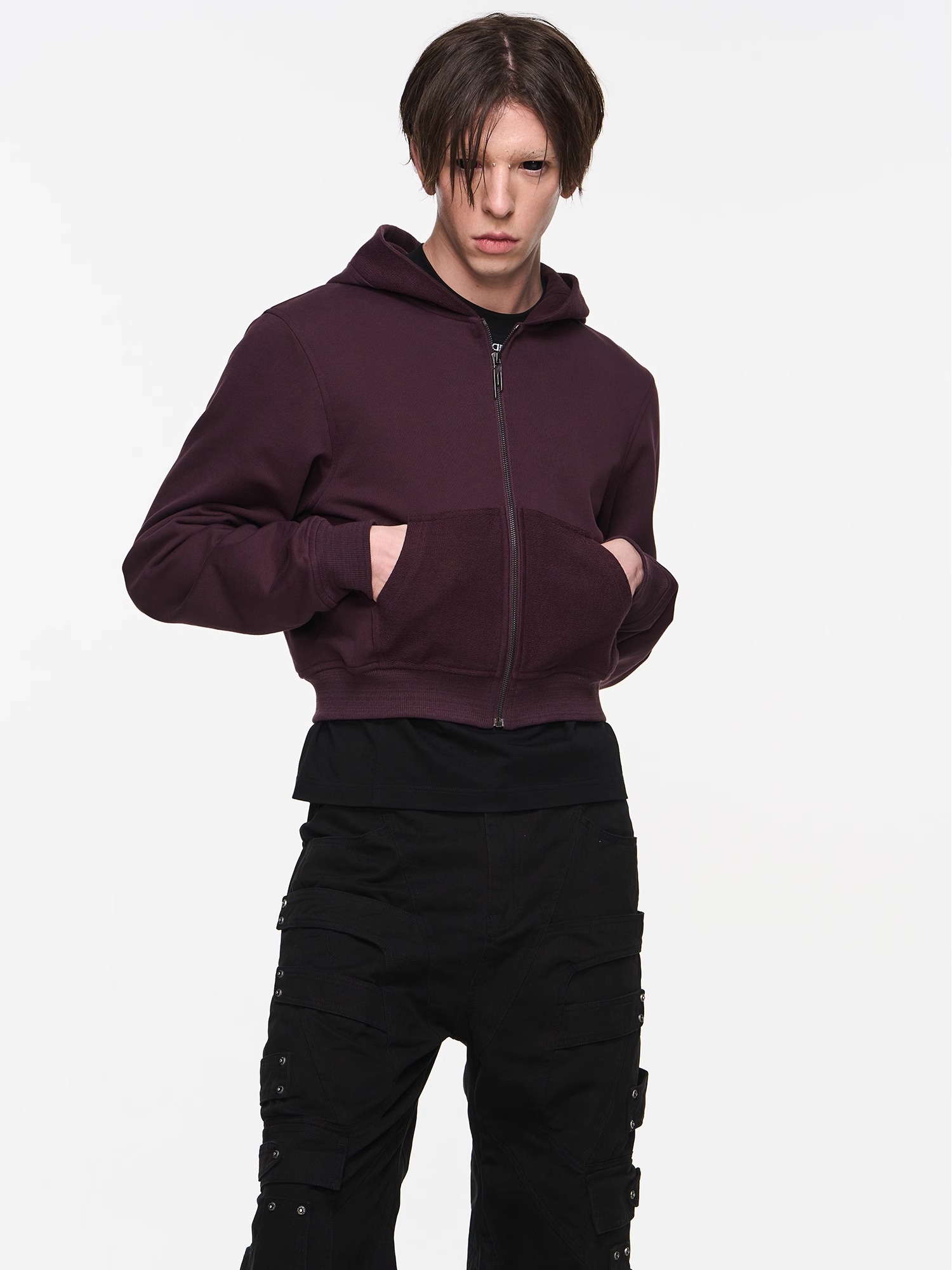 BLINDNOPLAN 24SS Basic Patchwork Short Hoodie
