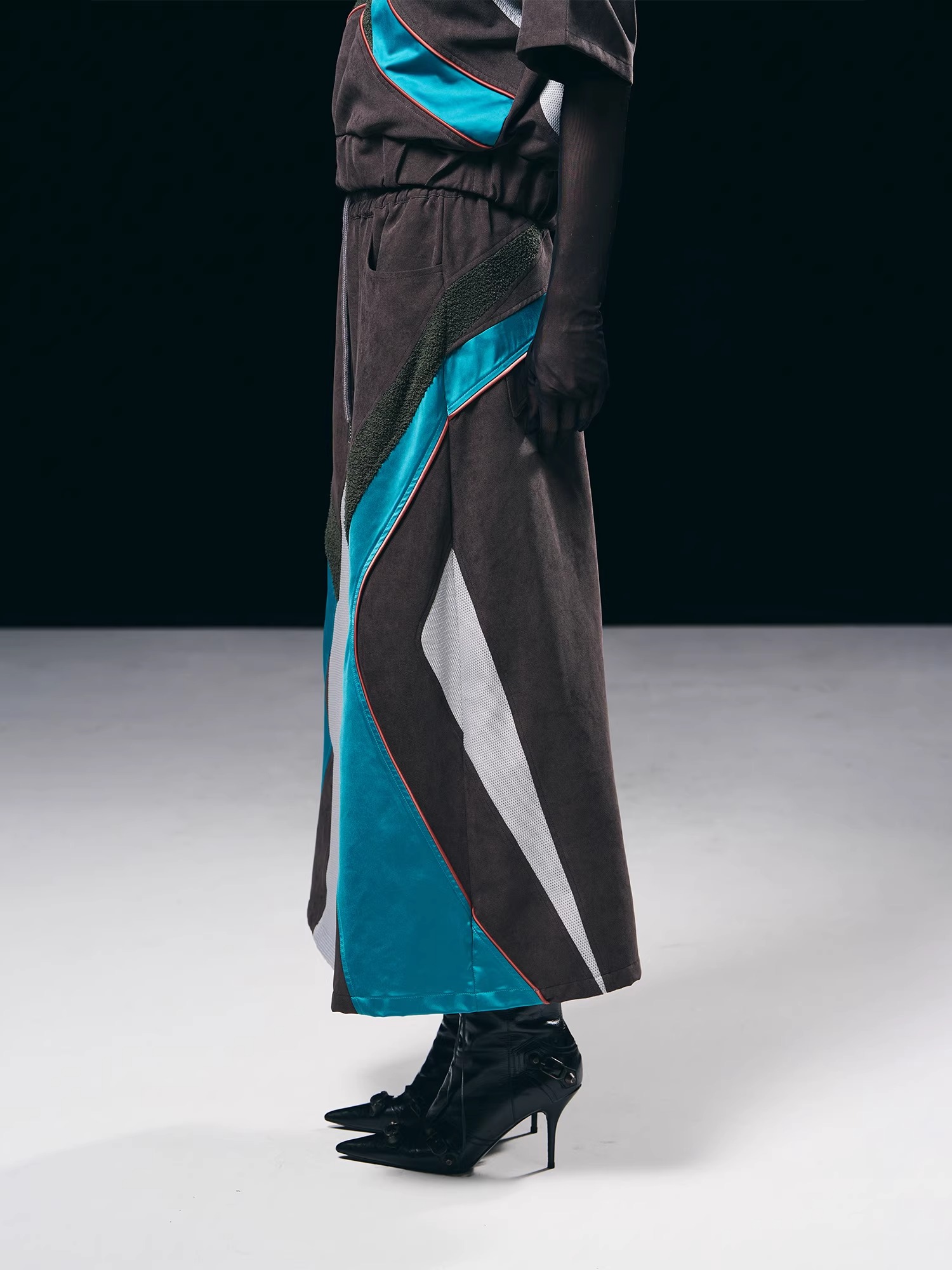 BORON ATOMS 23SS Color-blocked Patchwork Sporty Two-piece Skirt