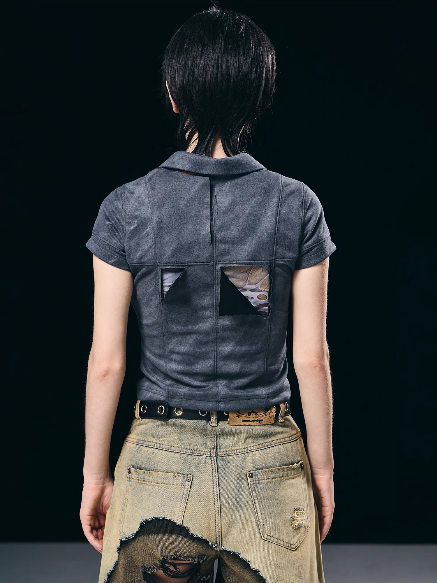 BORON ATOMS 23SS Double-Layer Handcrafted Distressed Print Washed Heavy-duty T-shirt