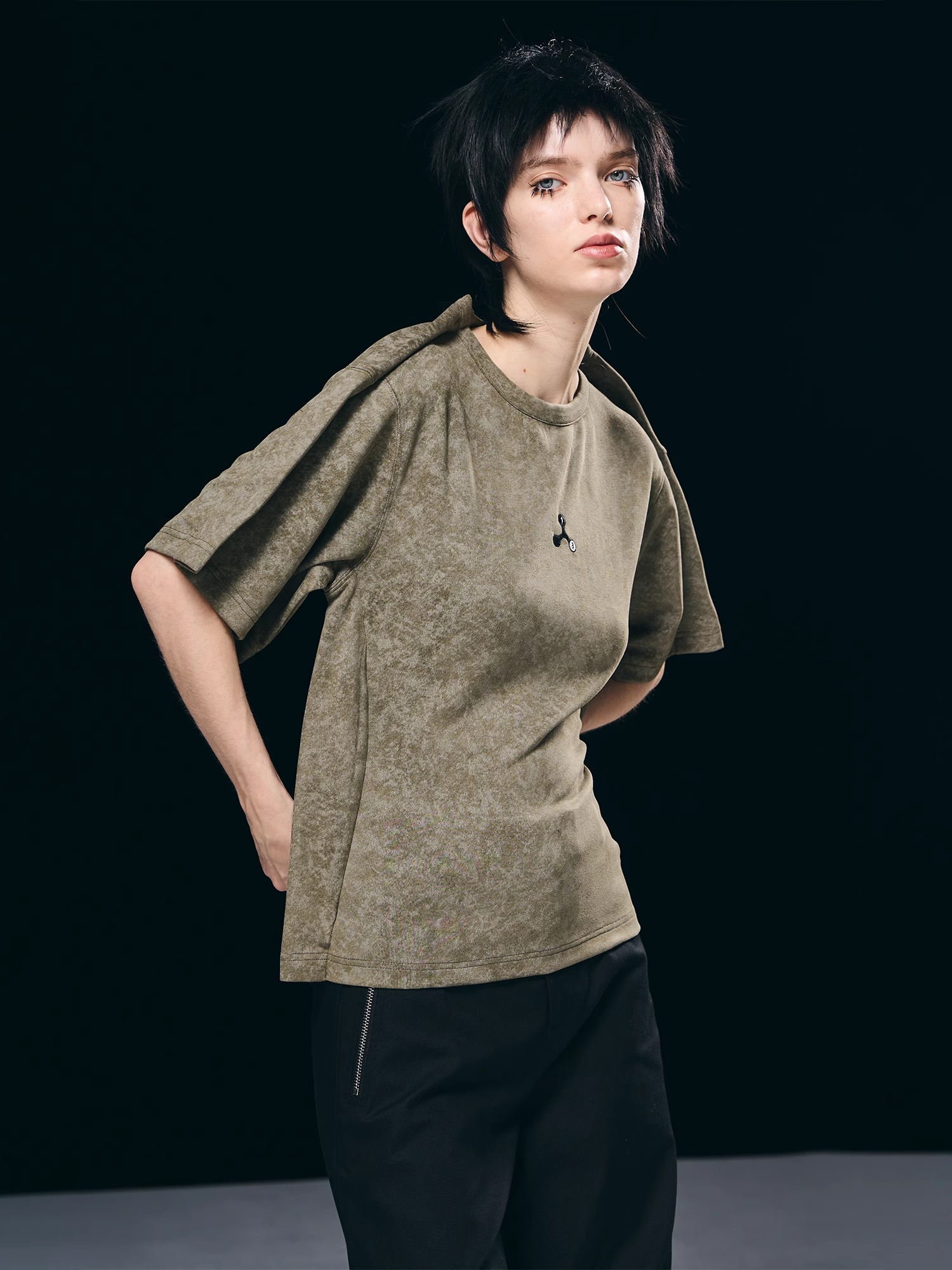 BORON ATOMS 23SS Creative Flat-felled Seams Slim-fit Washed T-shirt