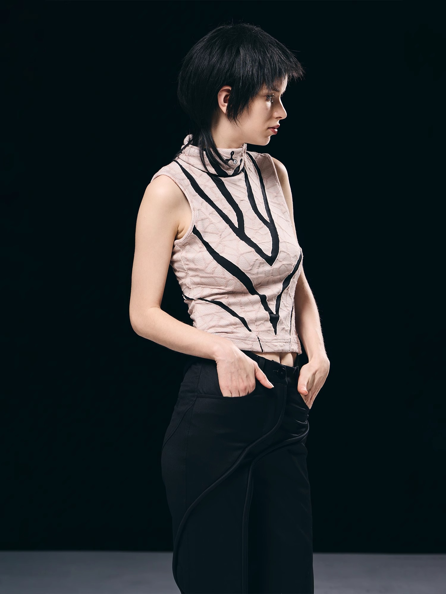 BORON ATOMS 23SS Patchwork Cut Texture Tank