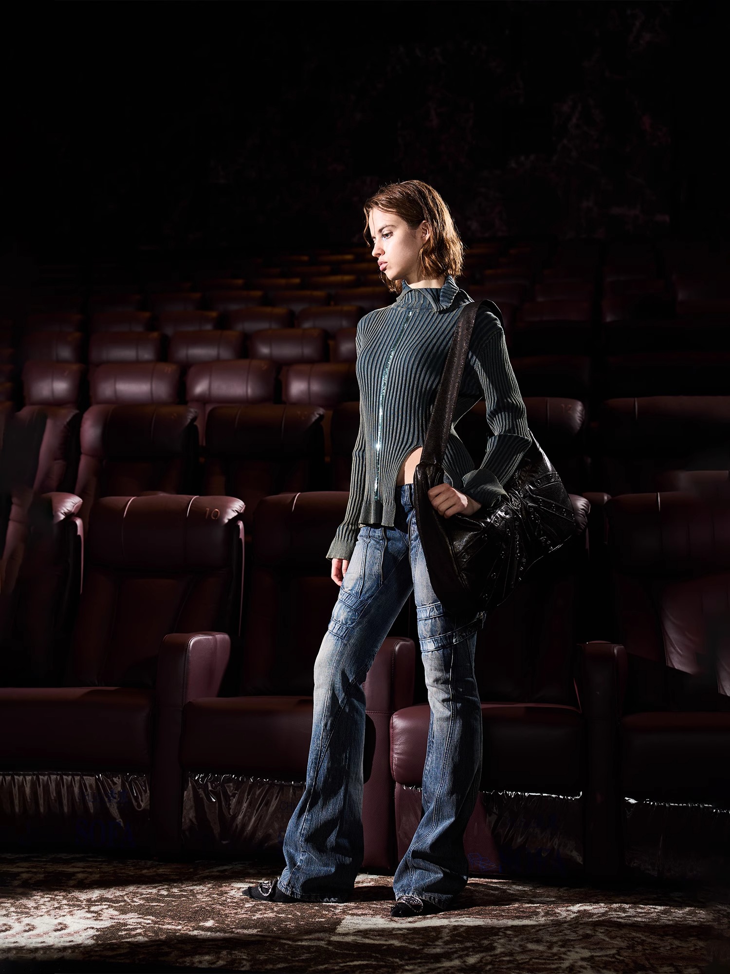 BORON ATOMS 24SS Lace-up Zippered Slim-fit Jeans