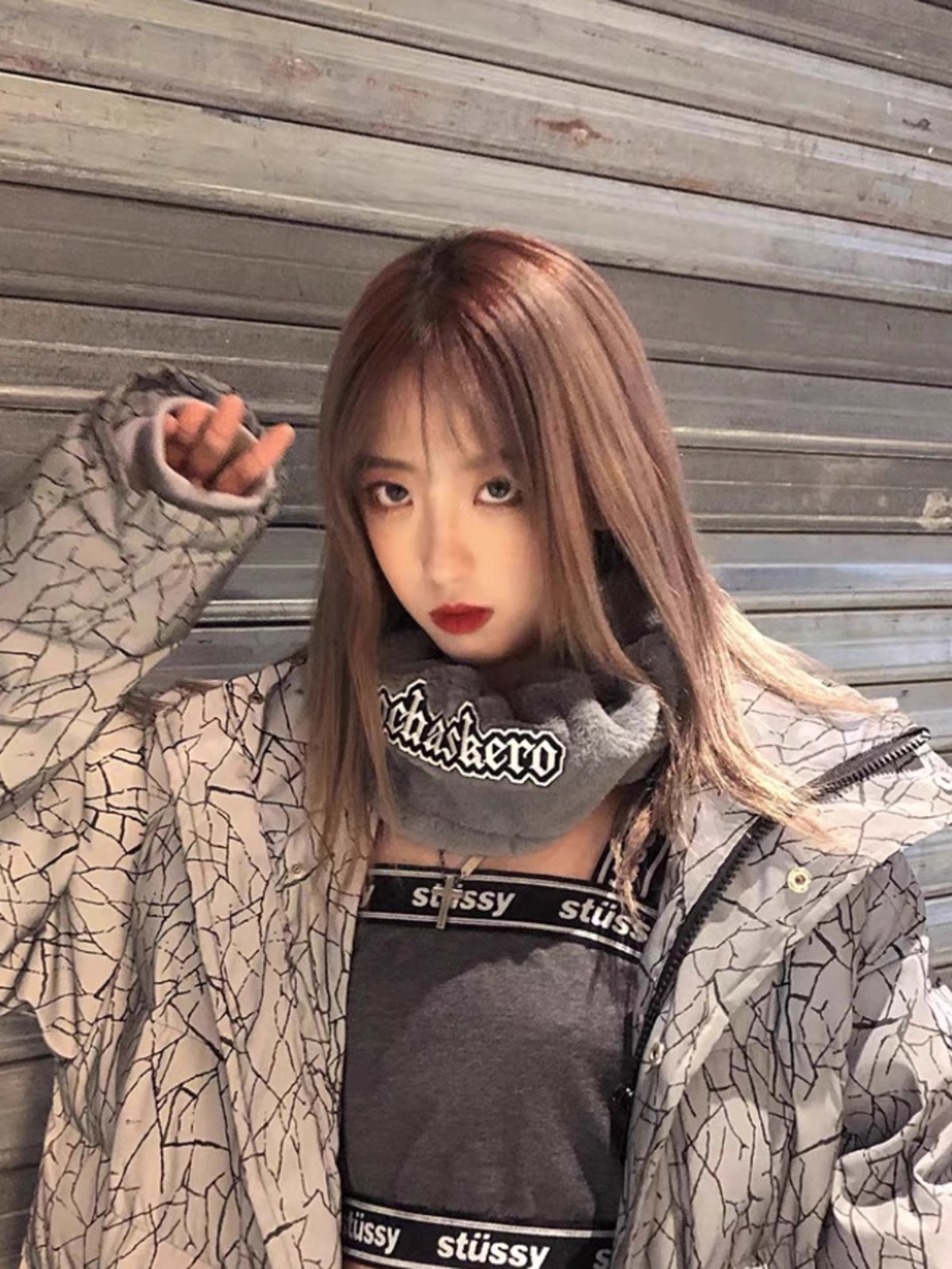 GOCHASKERO Embroidered Rabbit Fur Scarf