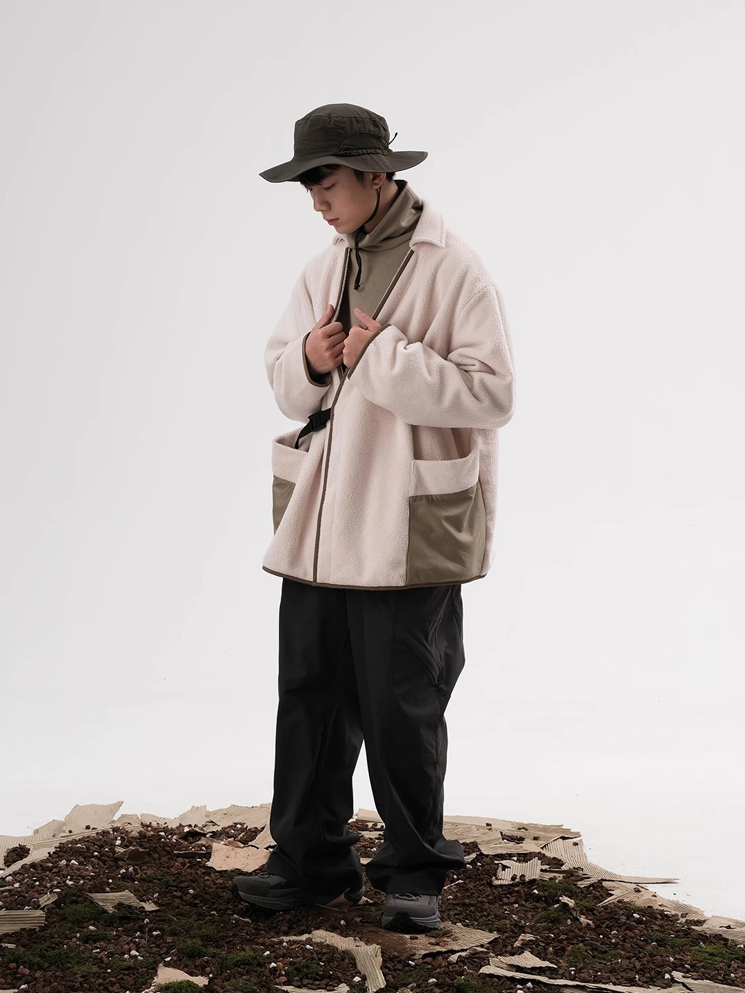 HALCYON 22AW Contrast Color Shearling Duster Coat