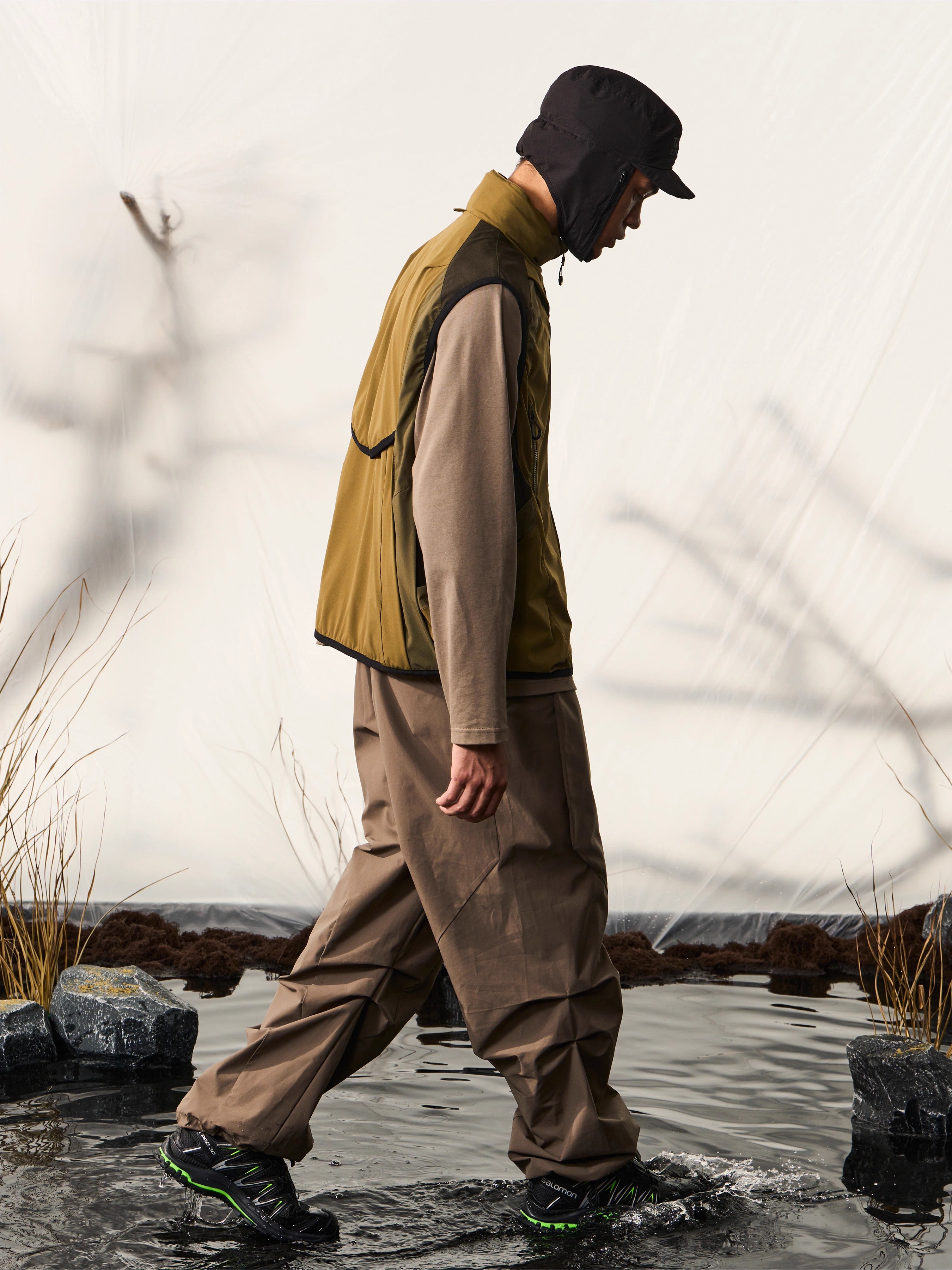 HALCYON 23AW Shrinkable Hooded Layered Vest