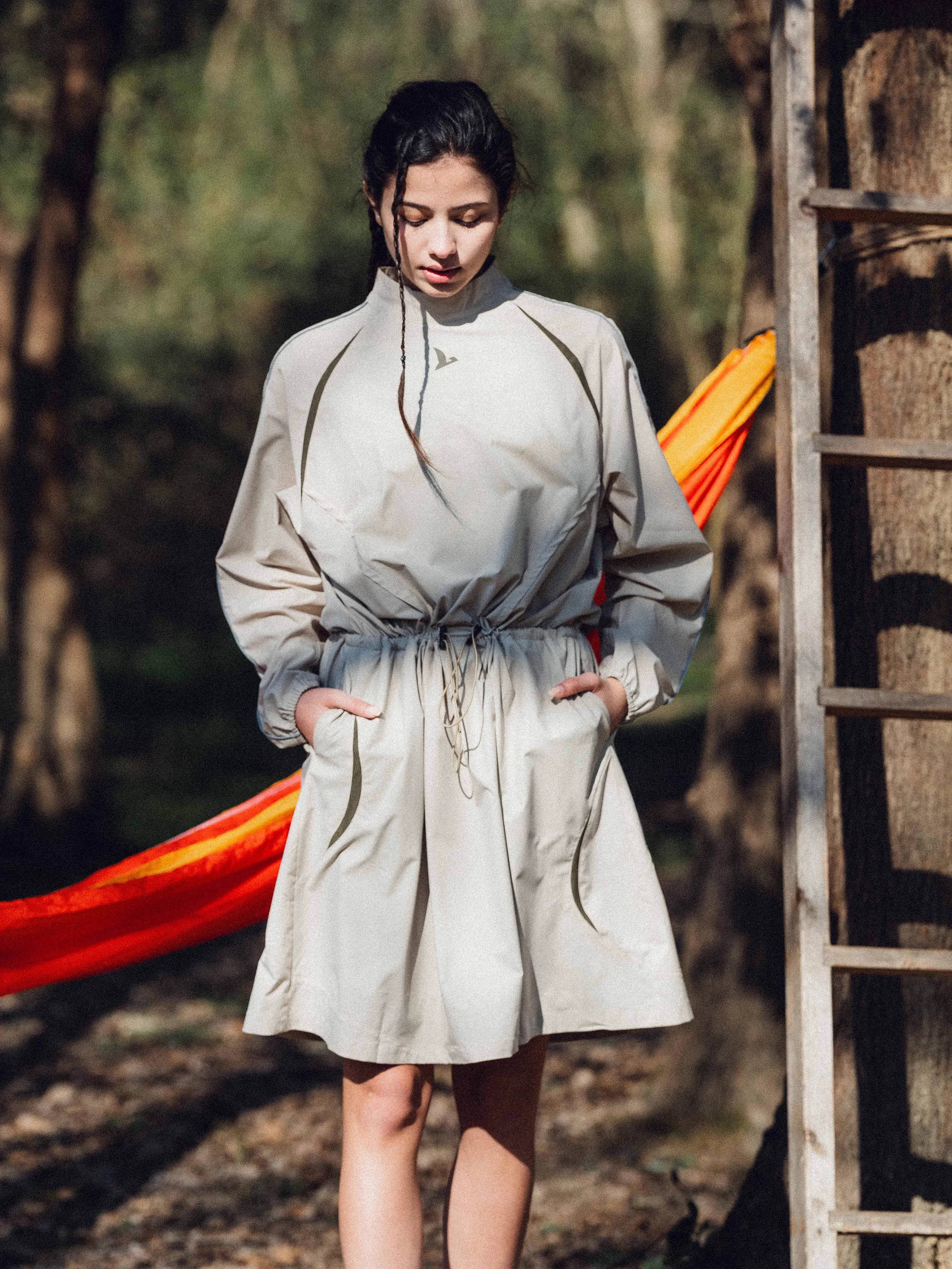 HALCYON 24SS Long-Sleeve Breathable Patchwork Dress