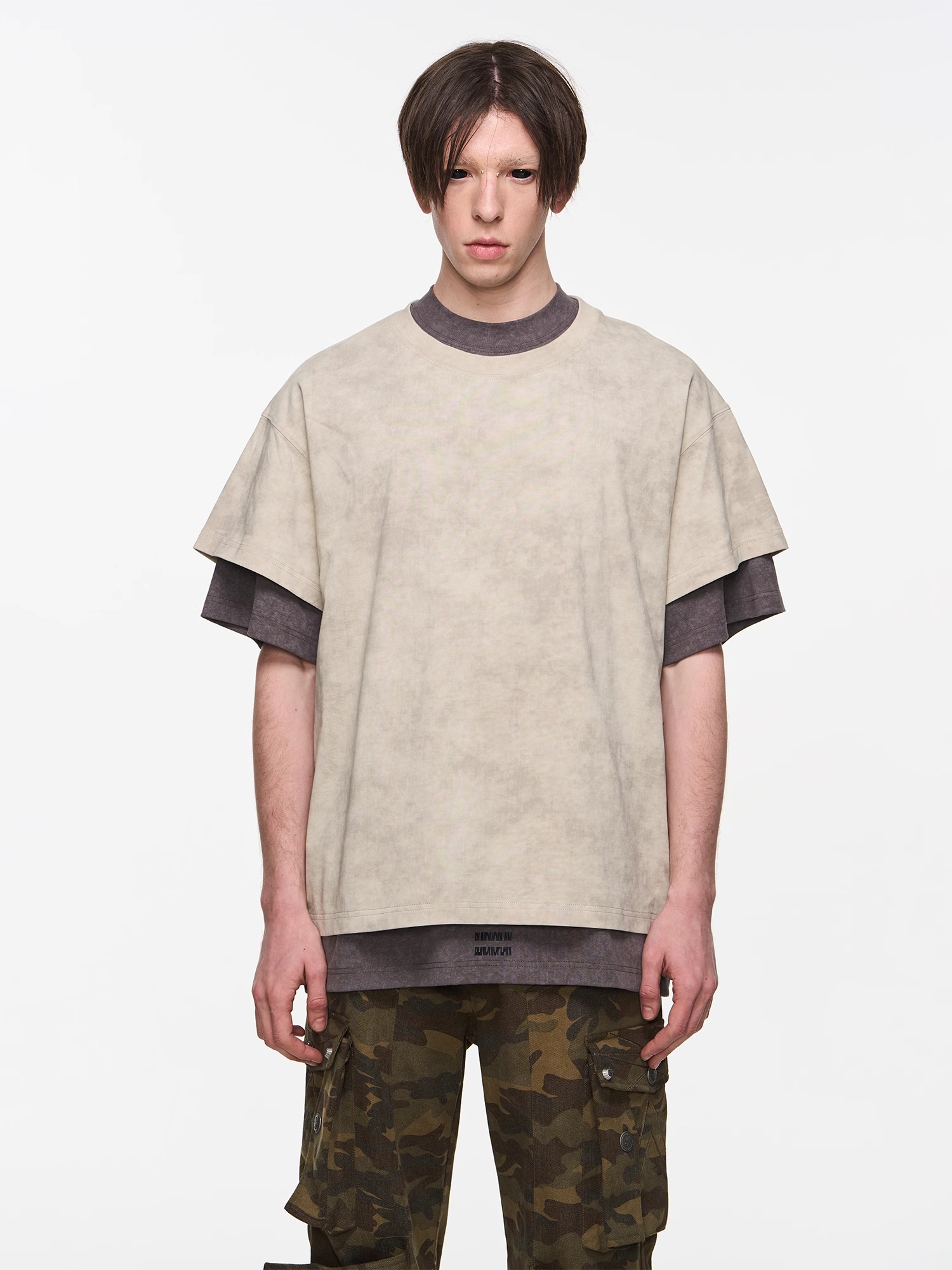 BLINDNOPLAN 24SS Worn-out Wanderer Double-layer Multi-wearing T-shirt