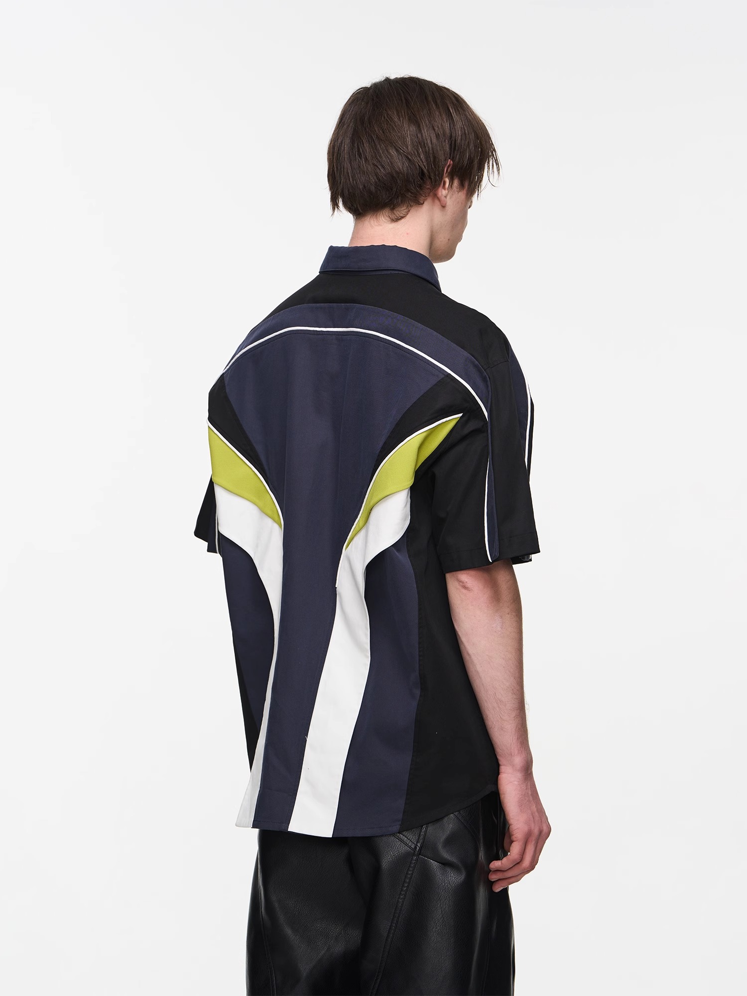 BLINDNOPLAN 24SS Color-blocked Structured Short-sleeve Shirt