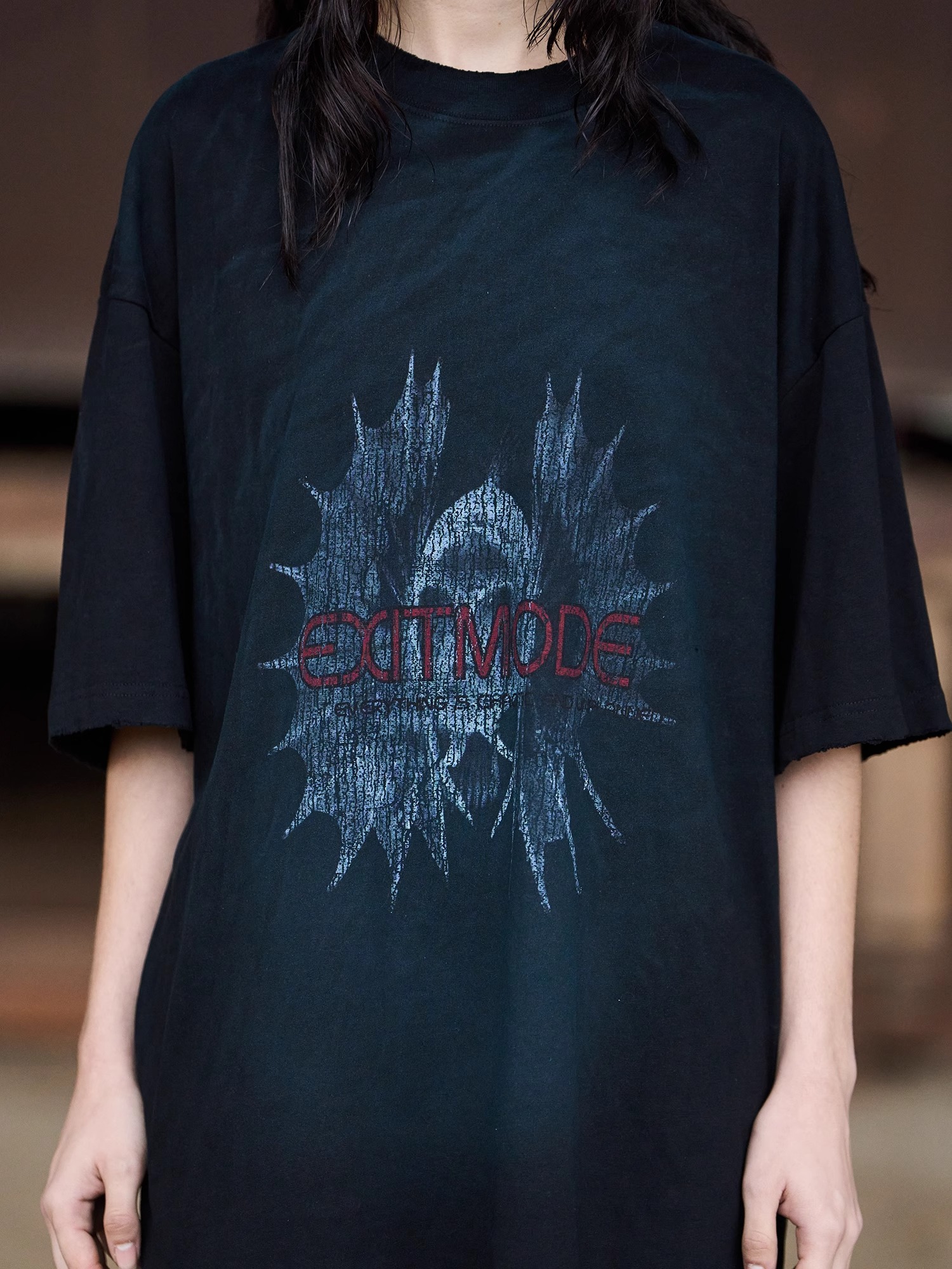 EXITMODE BY BLINDNOPLAN 24SS Bio Fish Washed Distressed T-Shirt