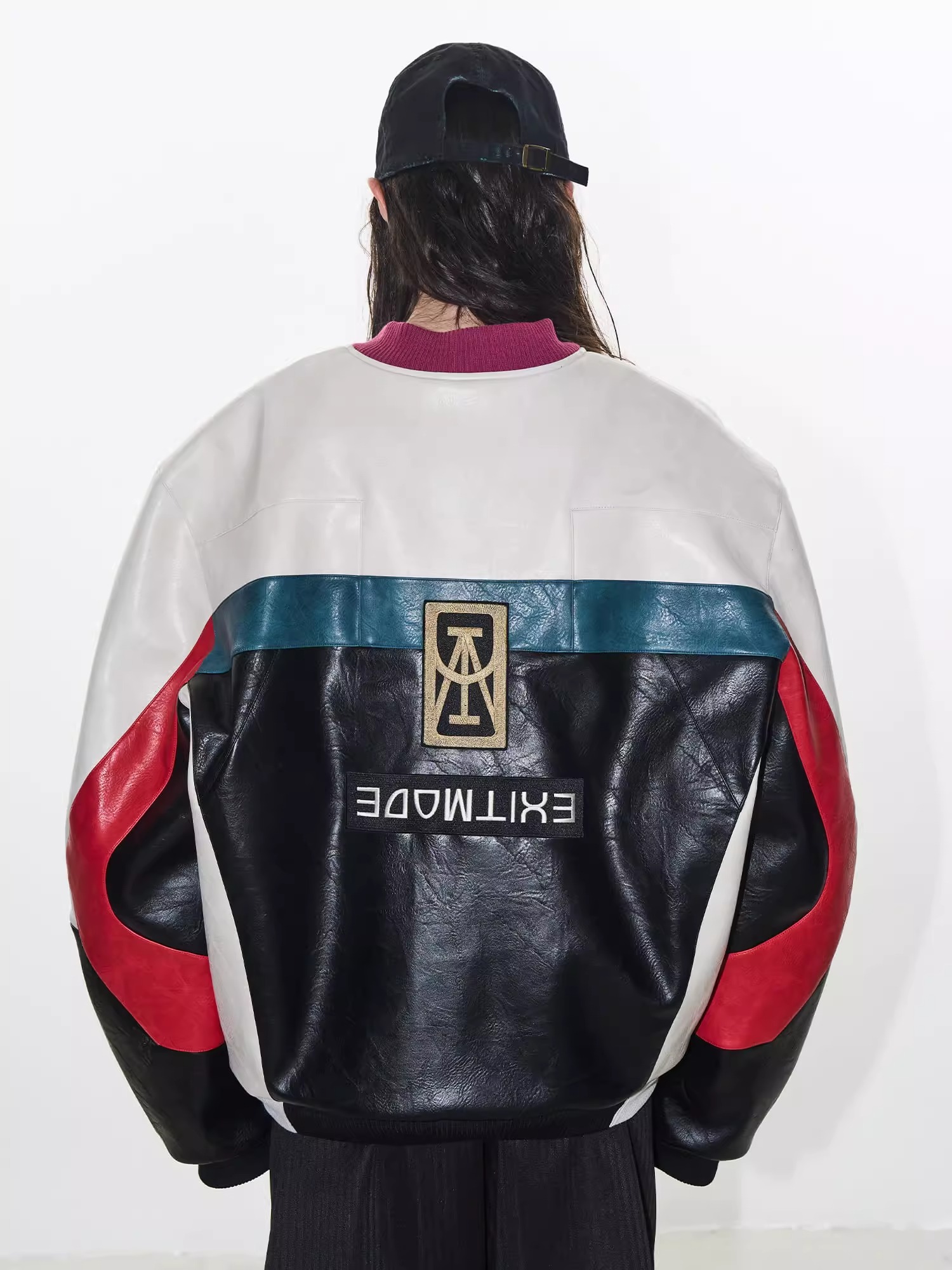 EXITMODE BY BLINDNOPLAN Color-Block Biker Cotton Jacket